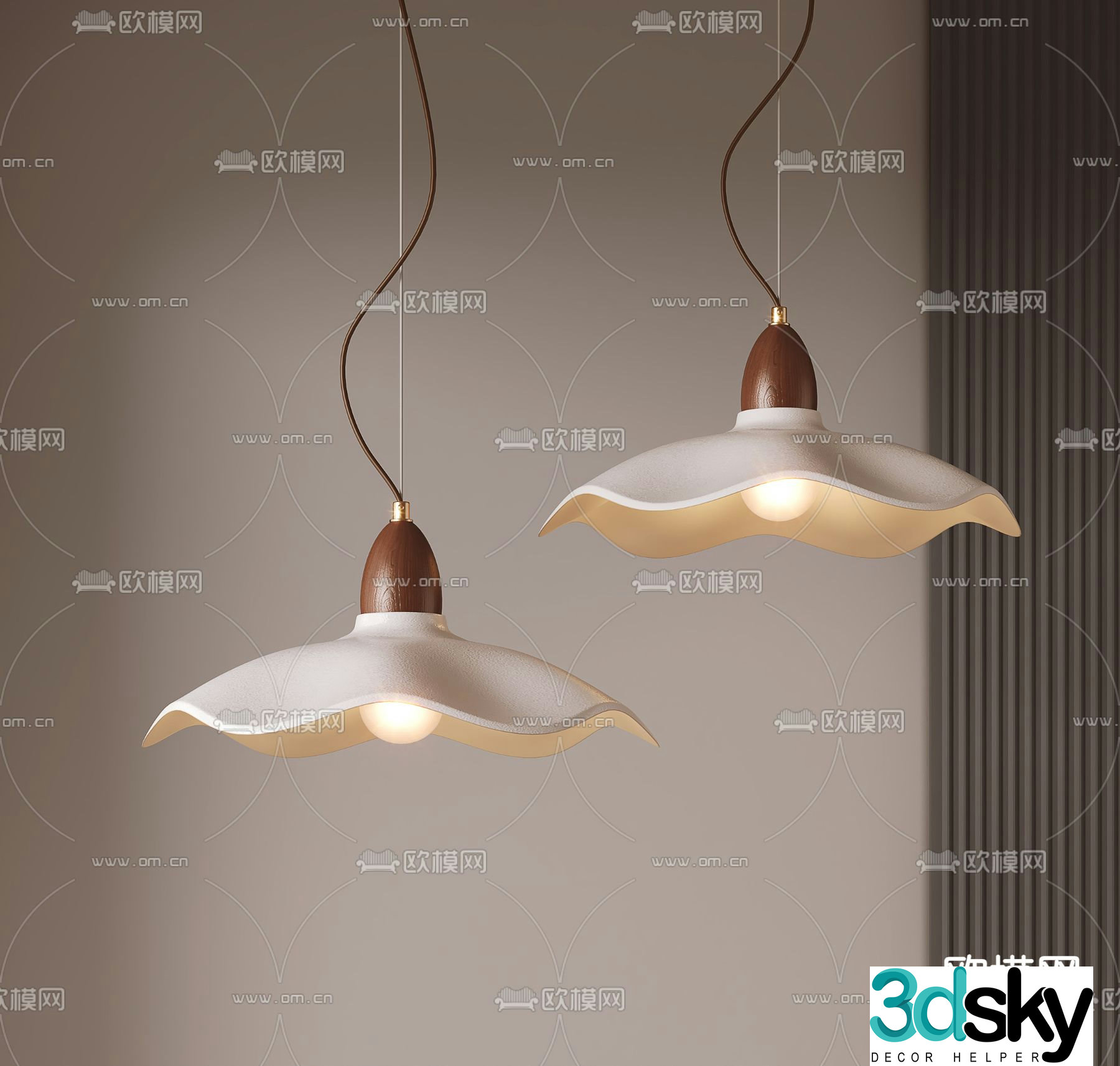 Wabi-sabi style art chandelier 3d model