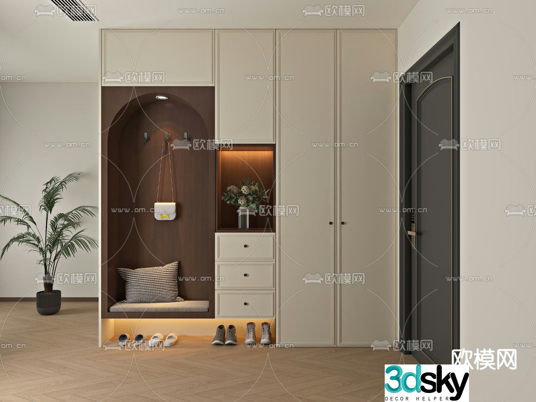 3D model of the entrance shoe cabinet