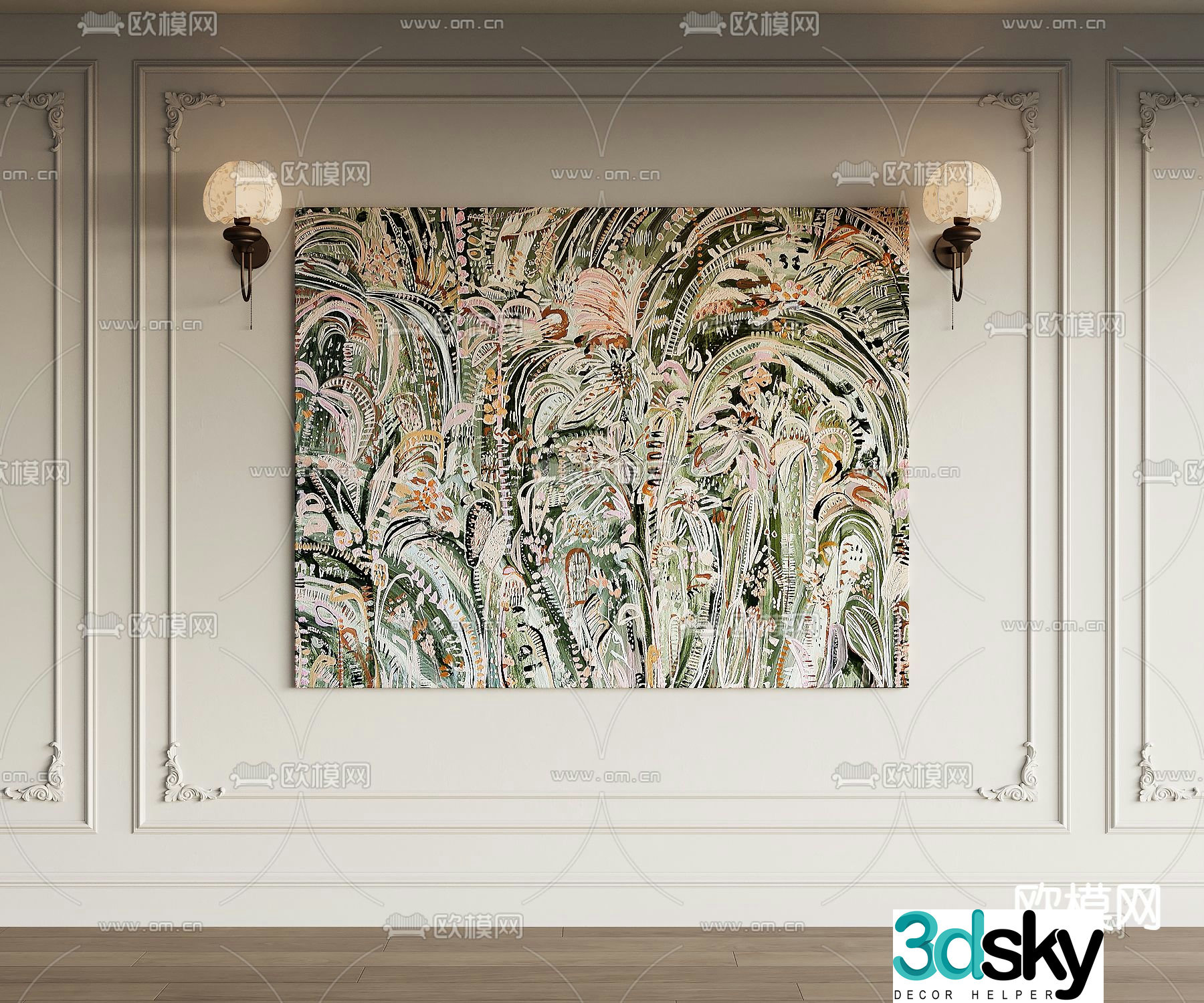 French texture painting hanging painting decorative painting 3d model