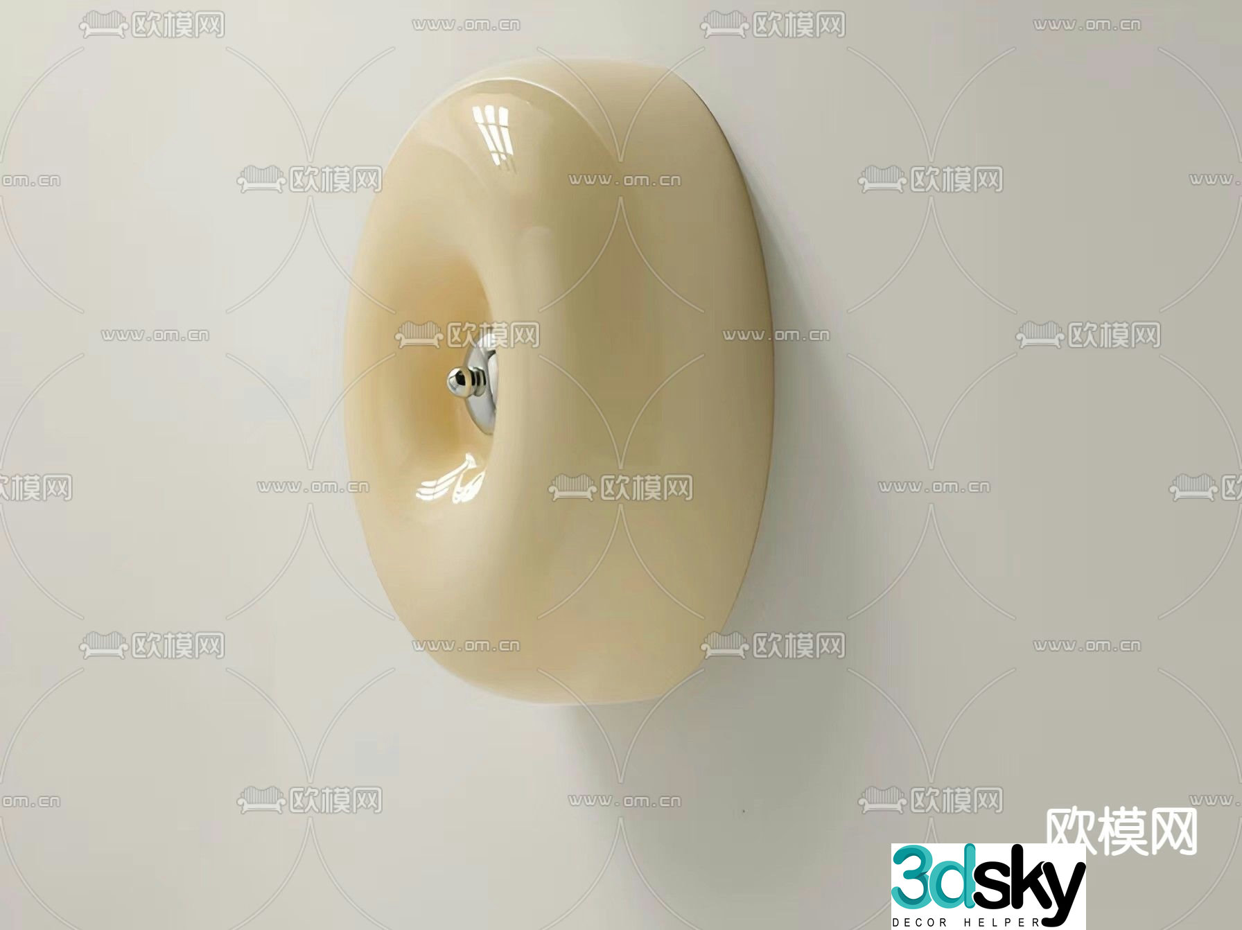 Cream style round wall lamp 3d model