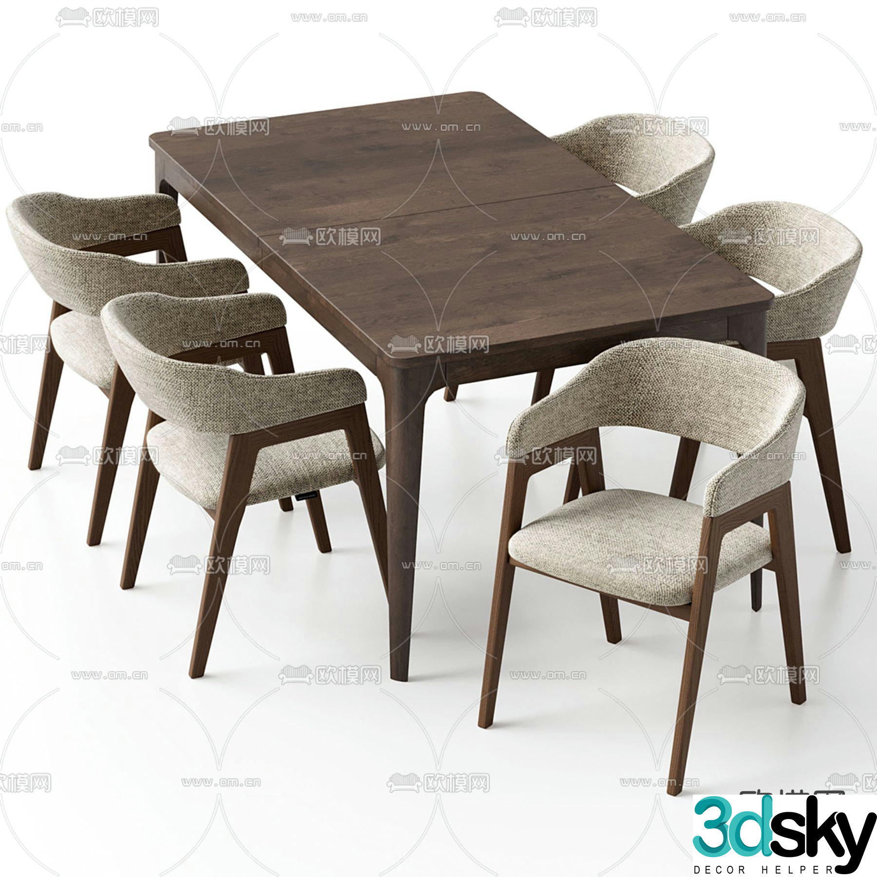 Deephouse dining table and chairs 3d model