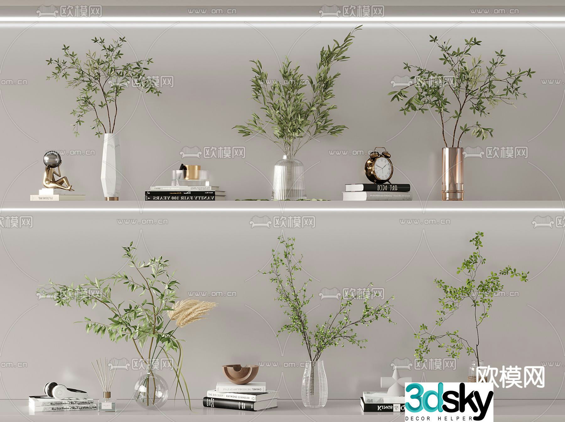 Modern green plant ornaments Jewelry ornaments 3D model