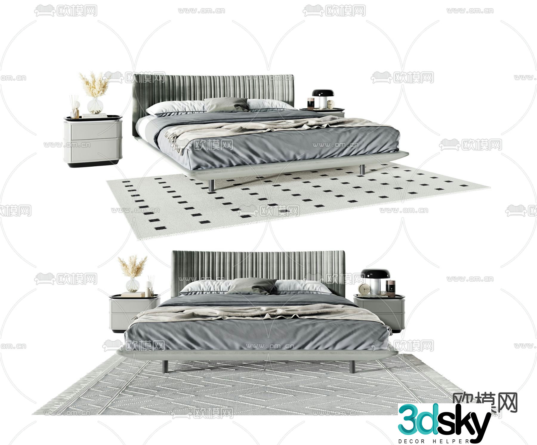 Modern double bed 3d model