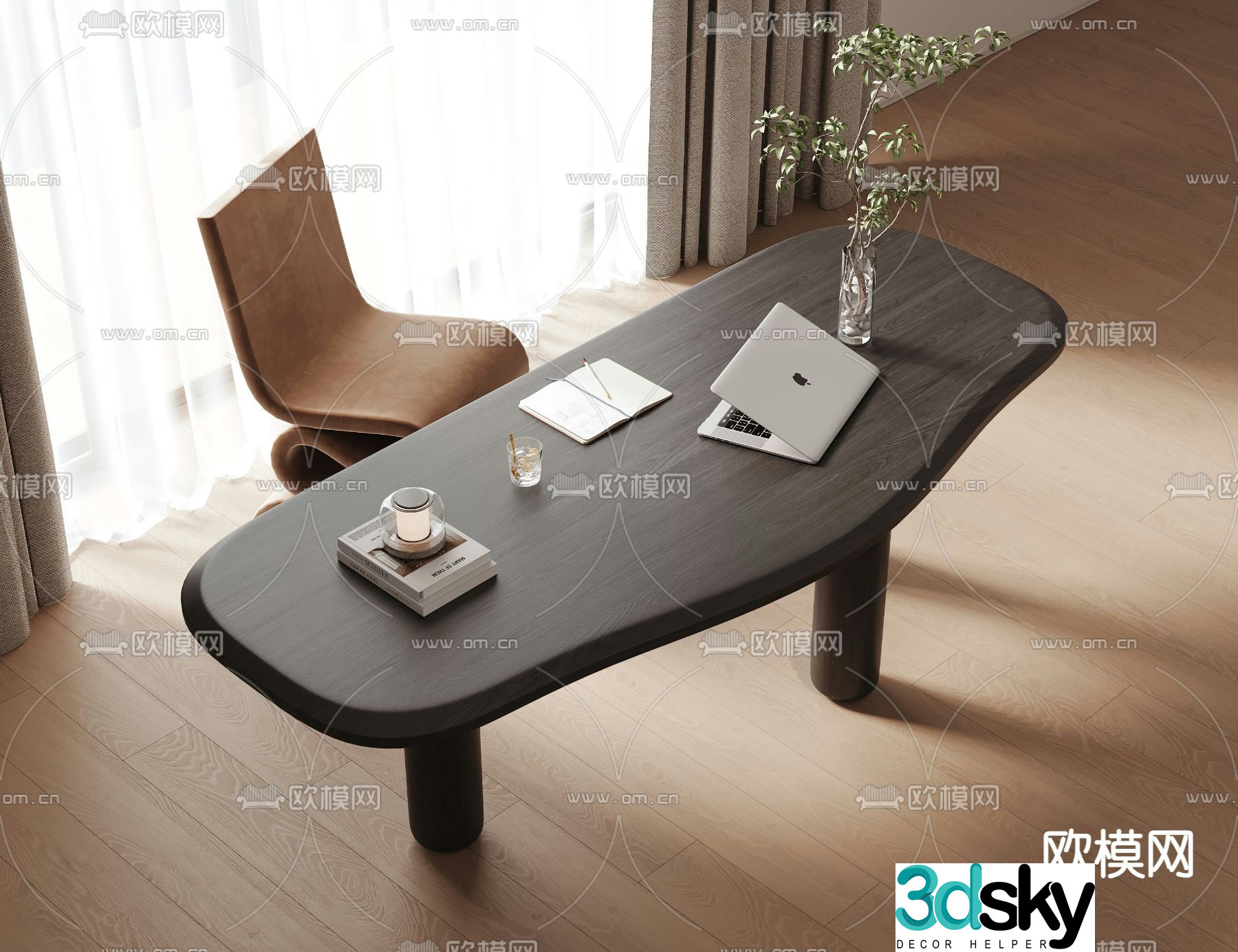 modern desk writing desk 3d model