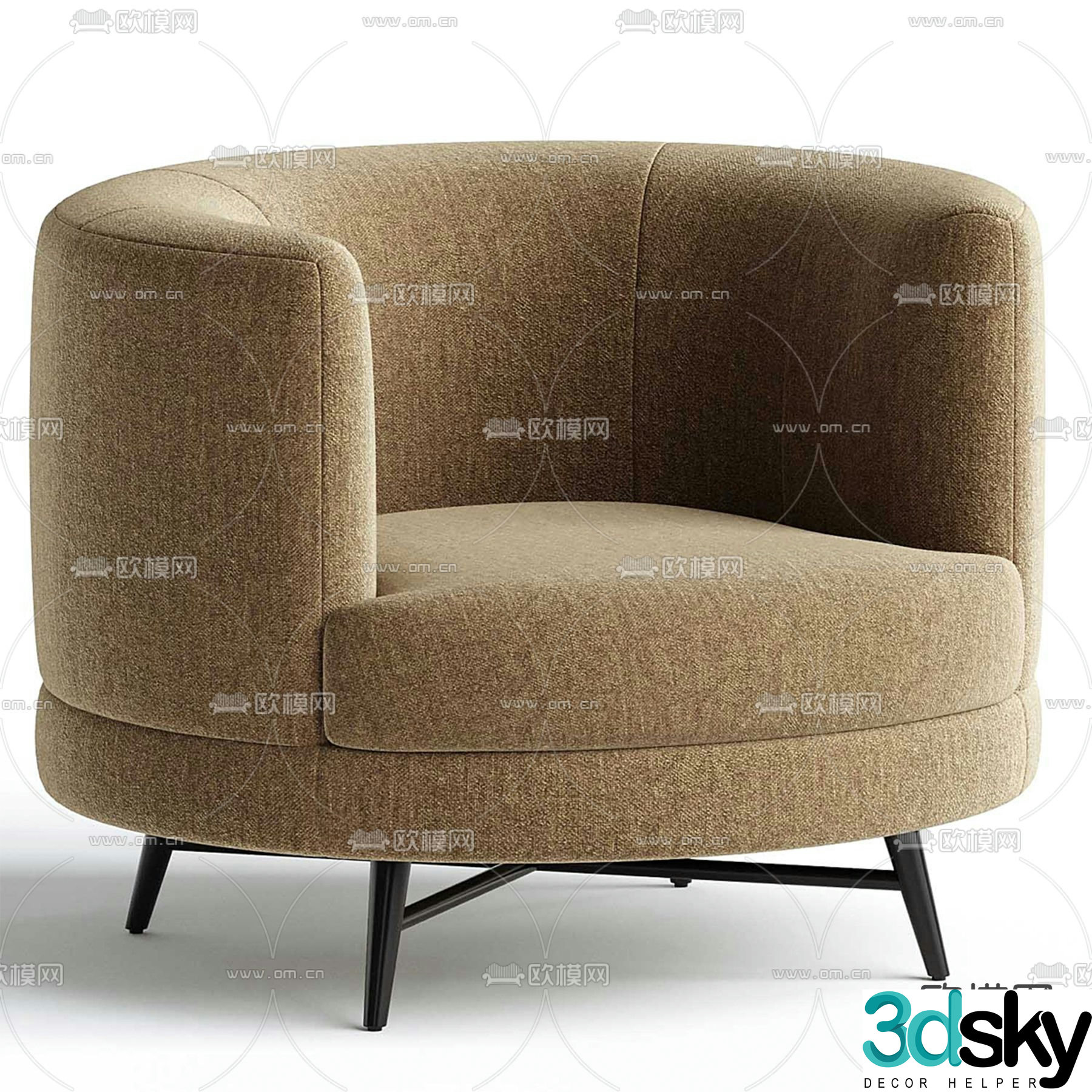 Carmela modern fabric sofa 3d model