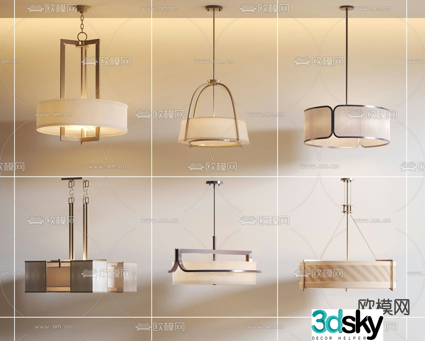 New Chinese style chandelier 3d model