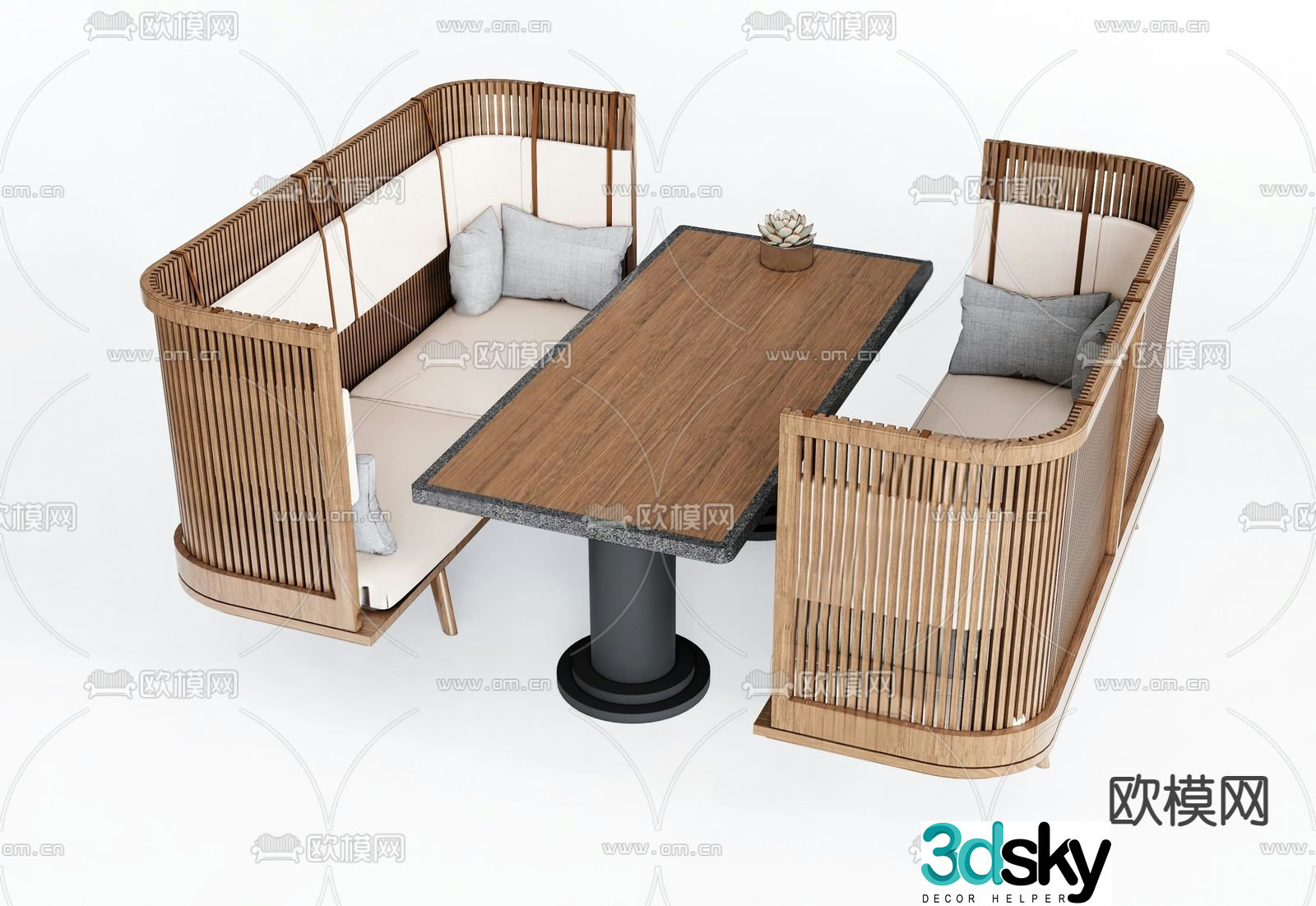Modern booth sofa 3d model