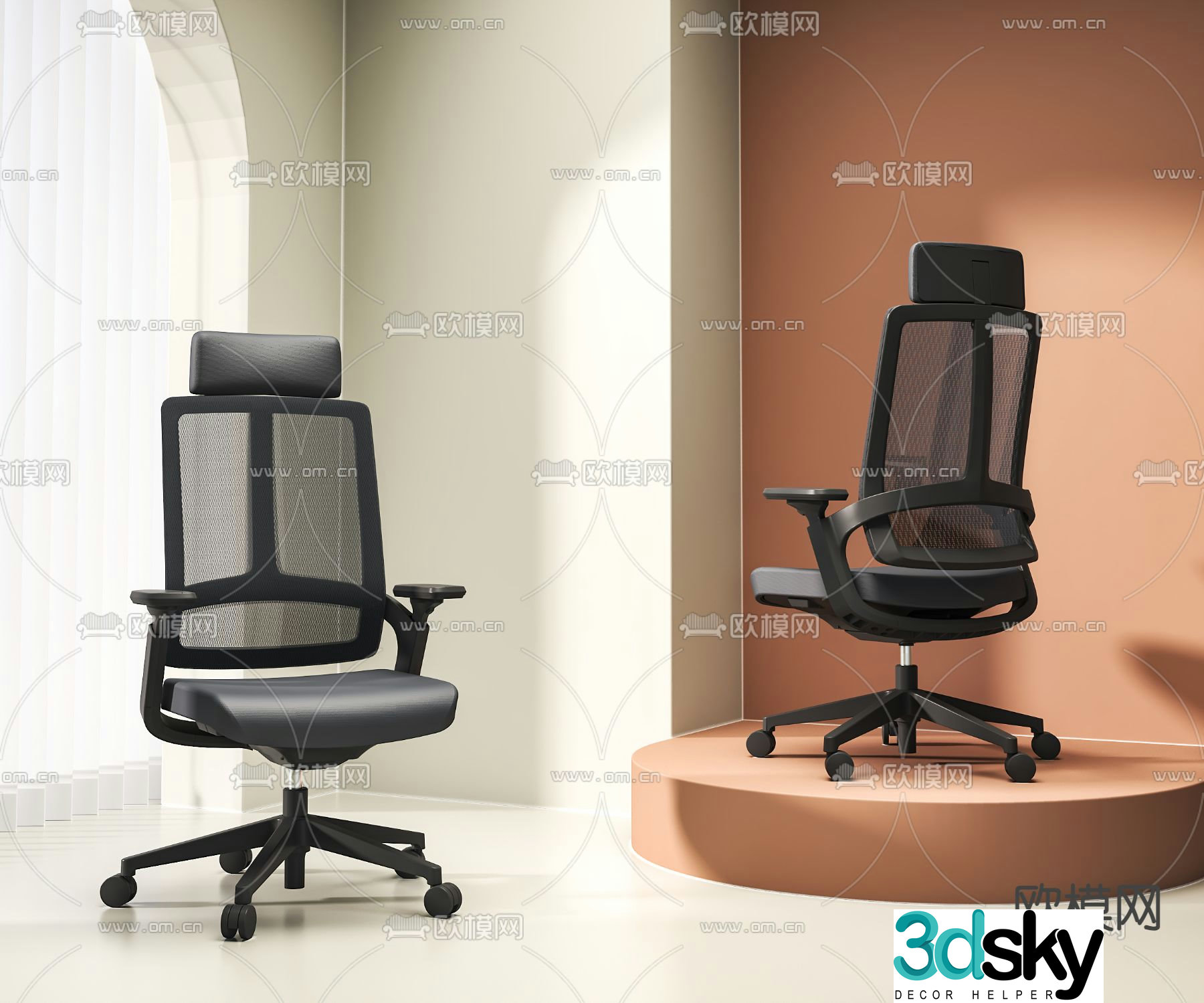 Mesh office chair staff chair conference chair 3d model