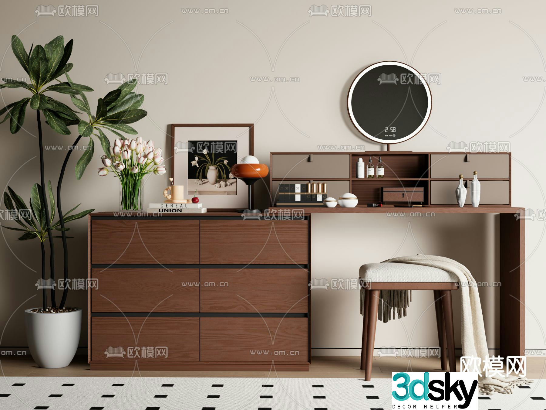 Medieval style dressing table dressing table 3d model