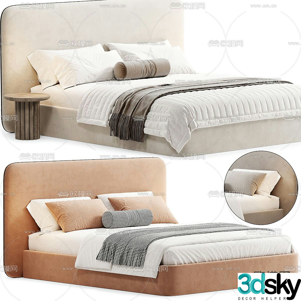 Modern double bed 3d model