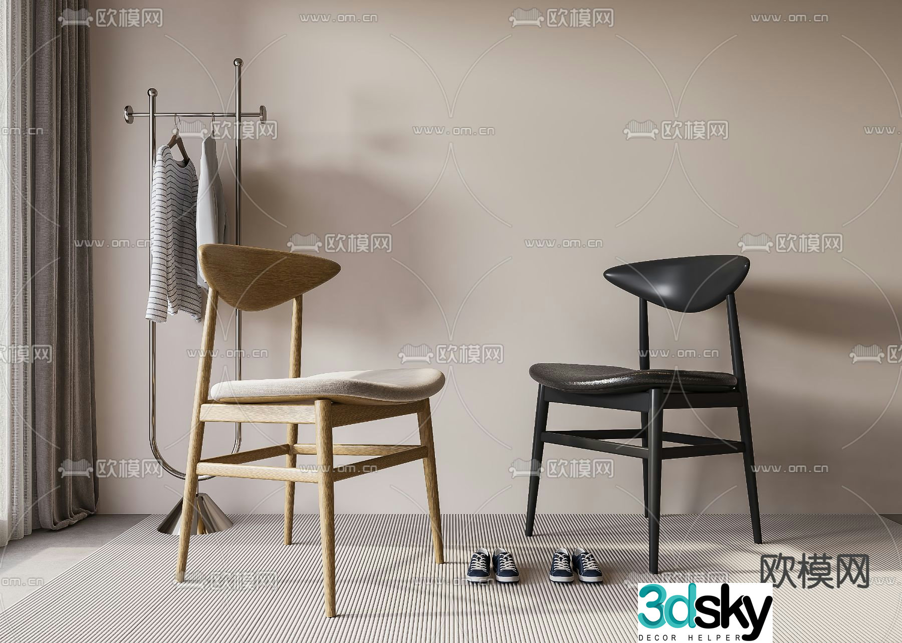 Medieval style dining chair single chair 3d model