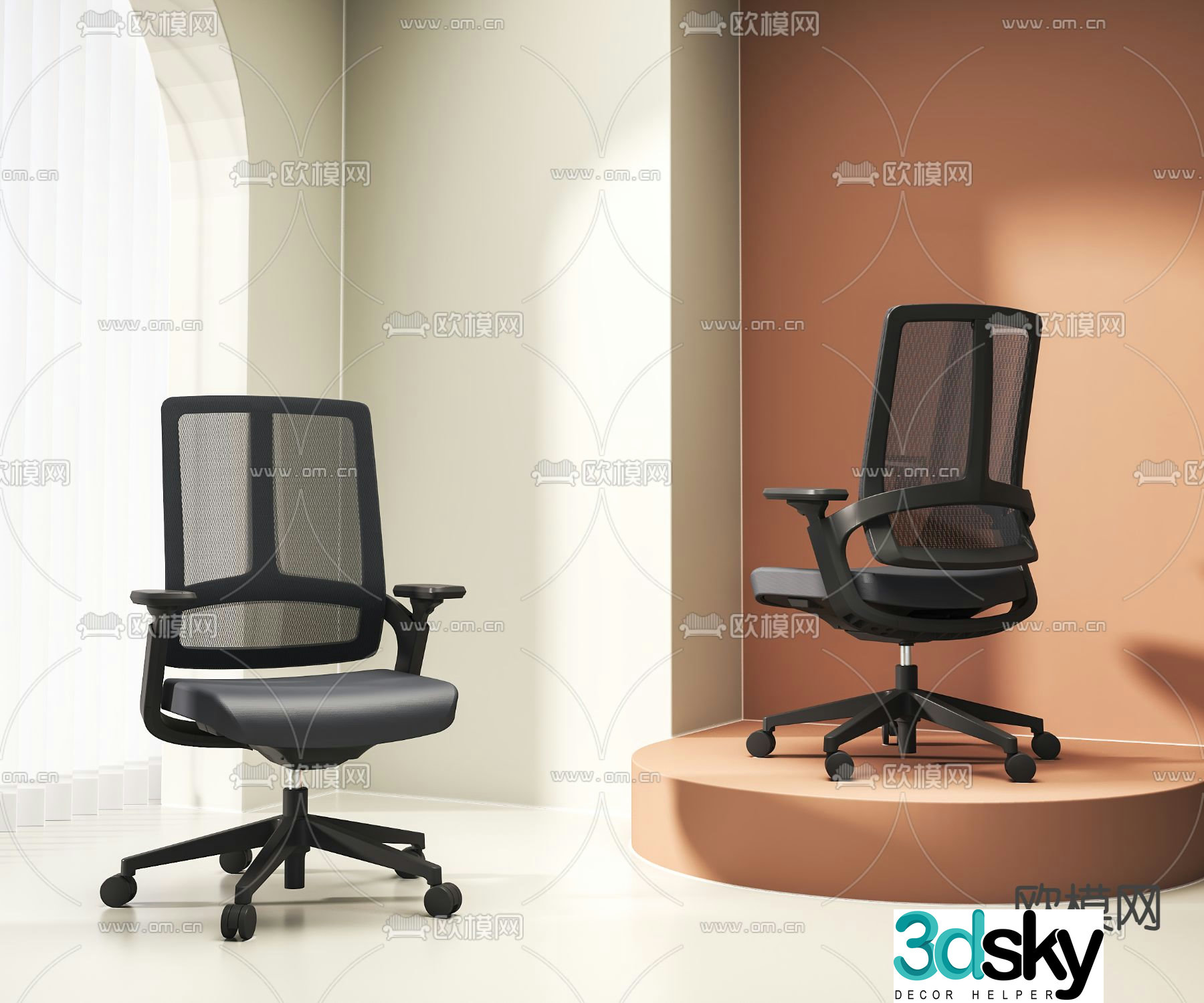 Mesh office chair staff chair 3d model
