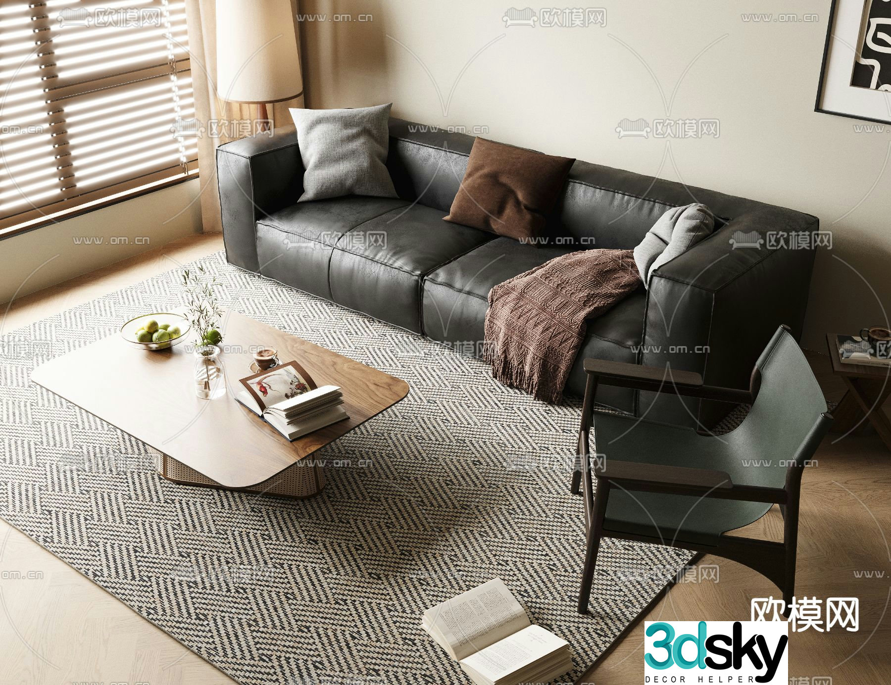 Medieval style double sofa 3d model