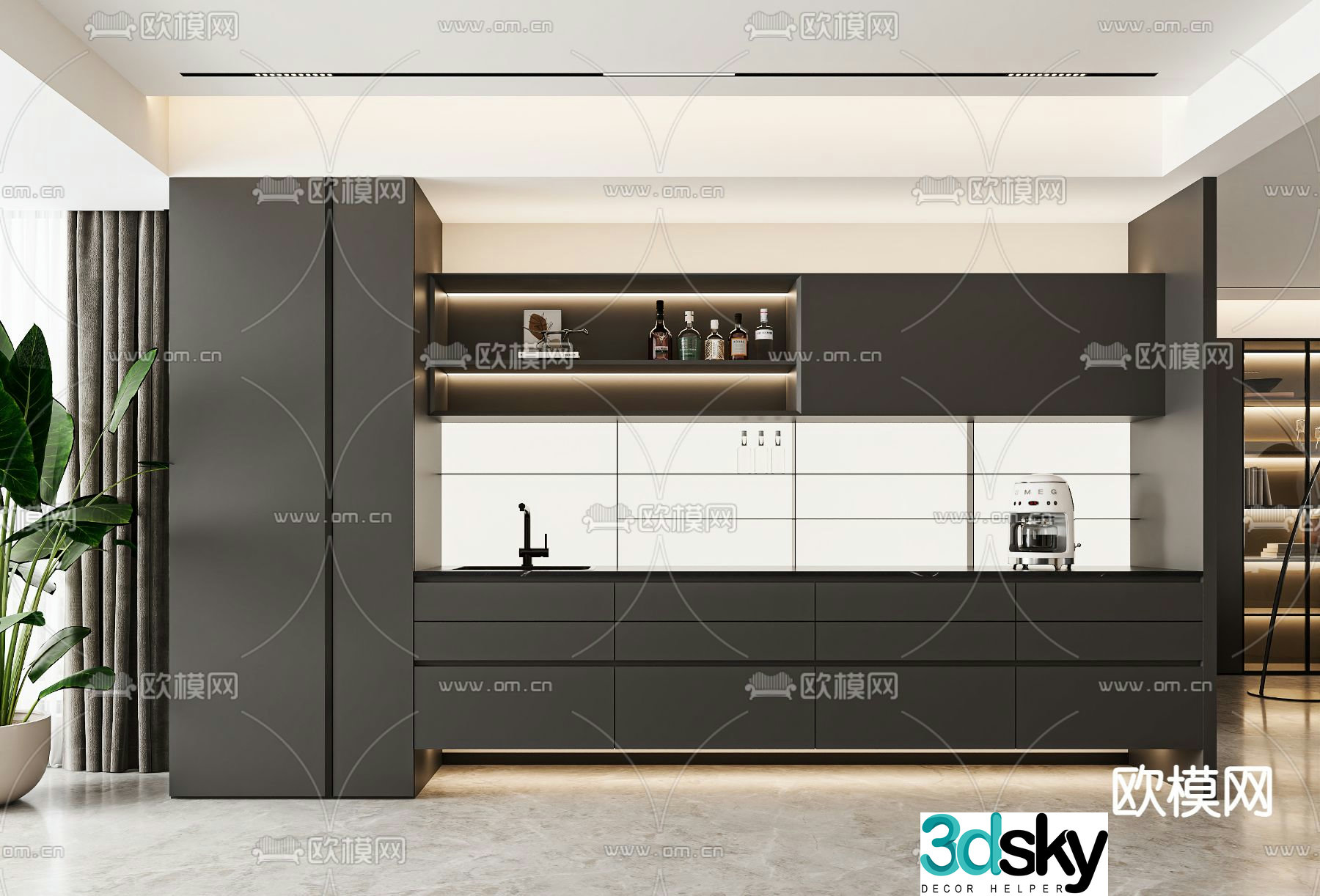 Modern wine cabinet sideboard 3d model
