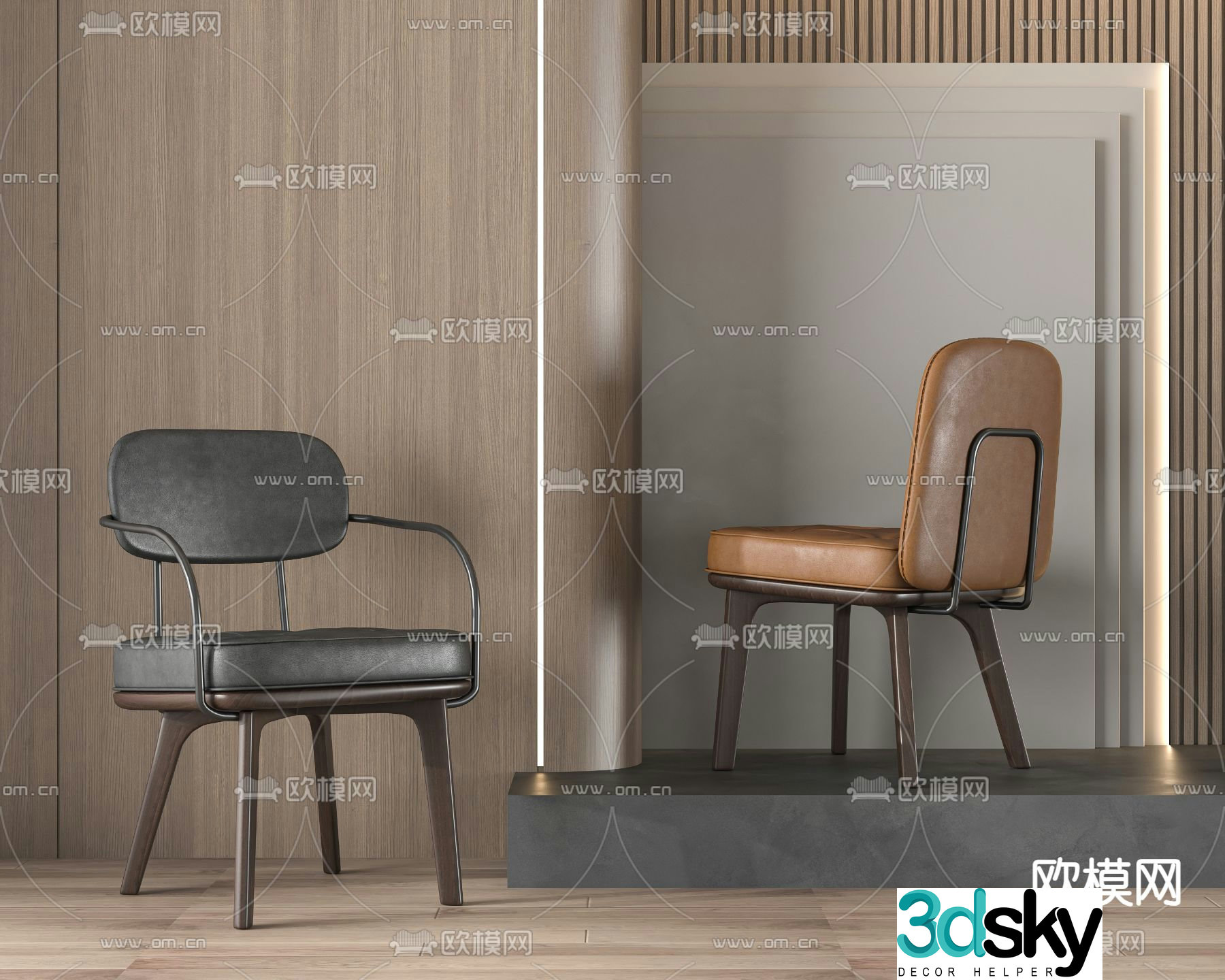 leather chair dining chair 3d model
