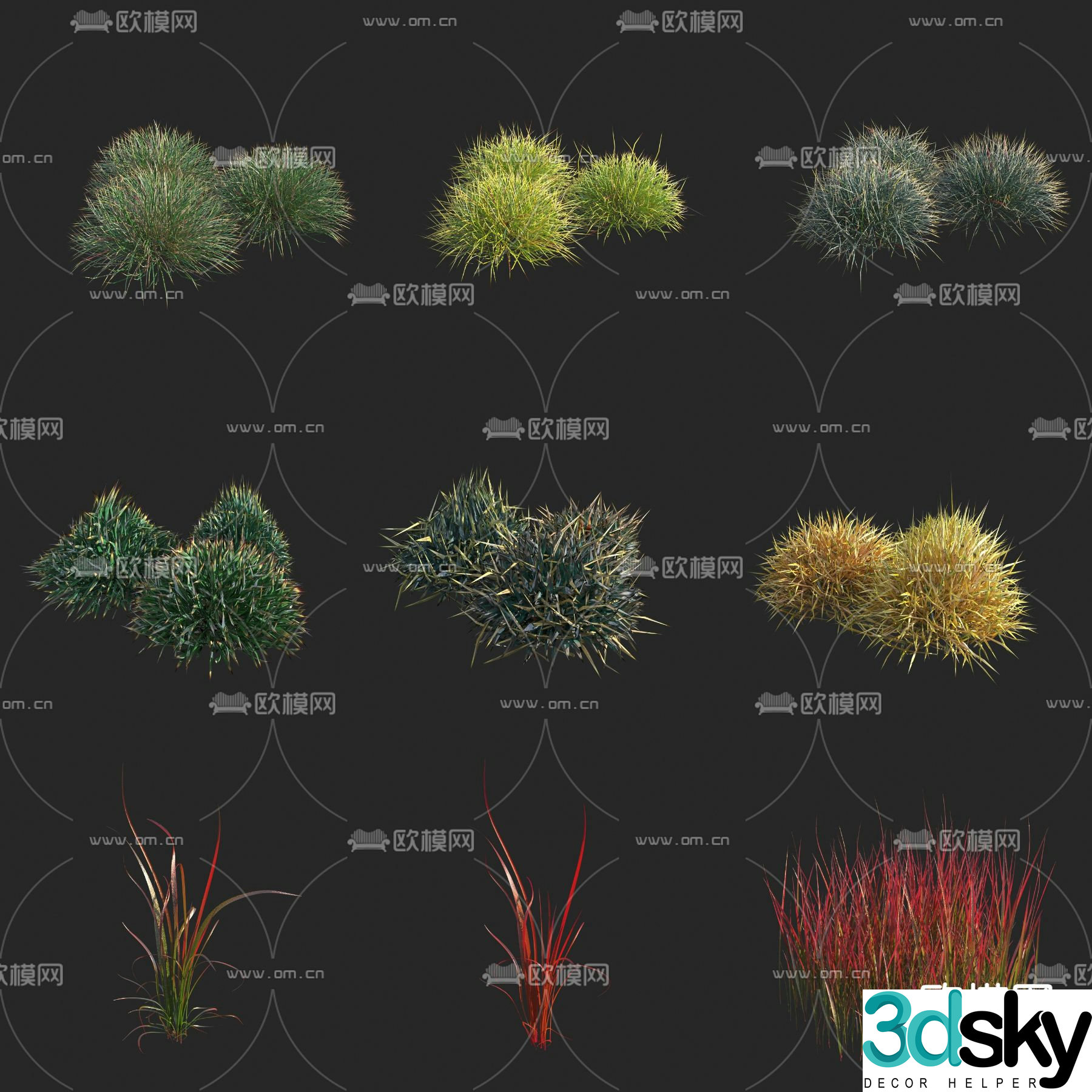 Haystack Red Baron White Grass Blood Grass Flowers and Grass 3D Model