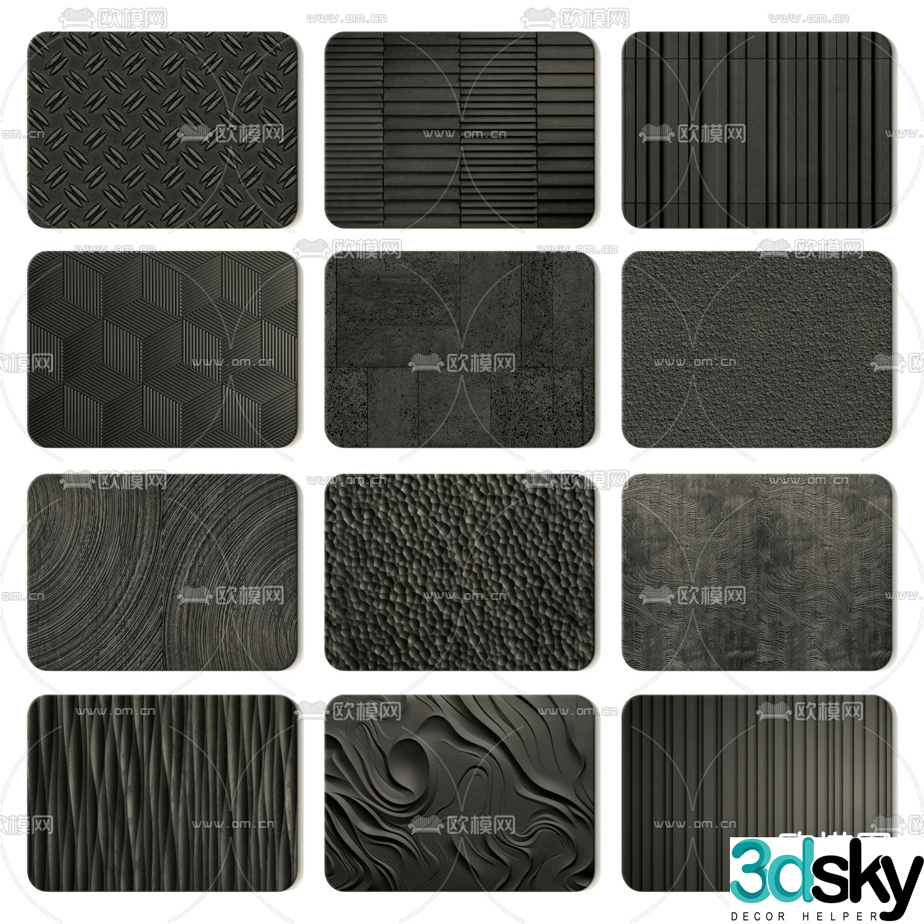 Modern wall panel texture wall 3d model