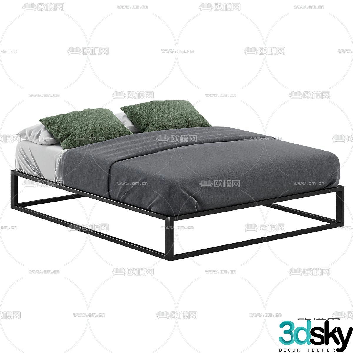 Modern double bed 3d model