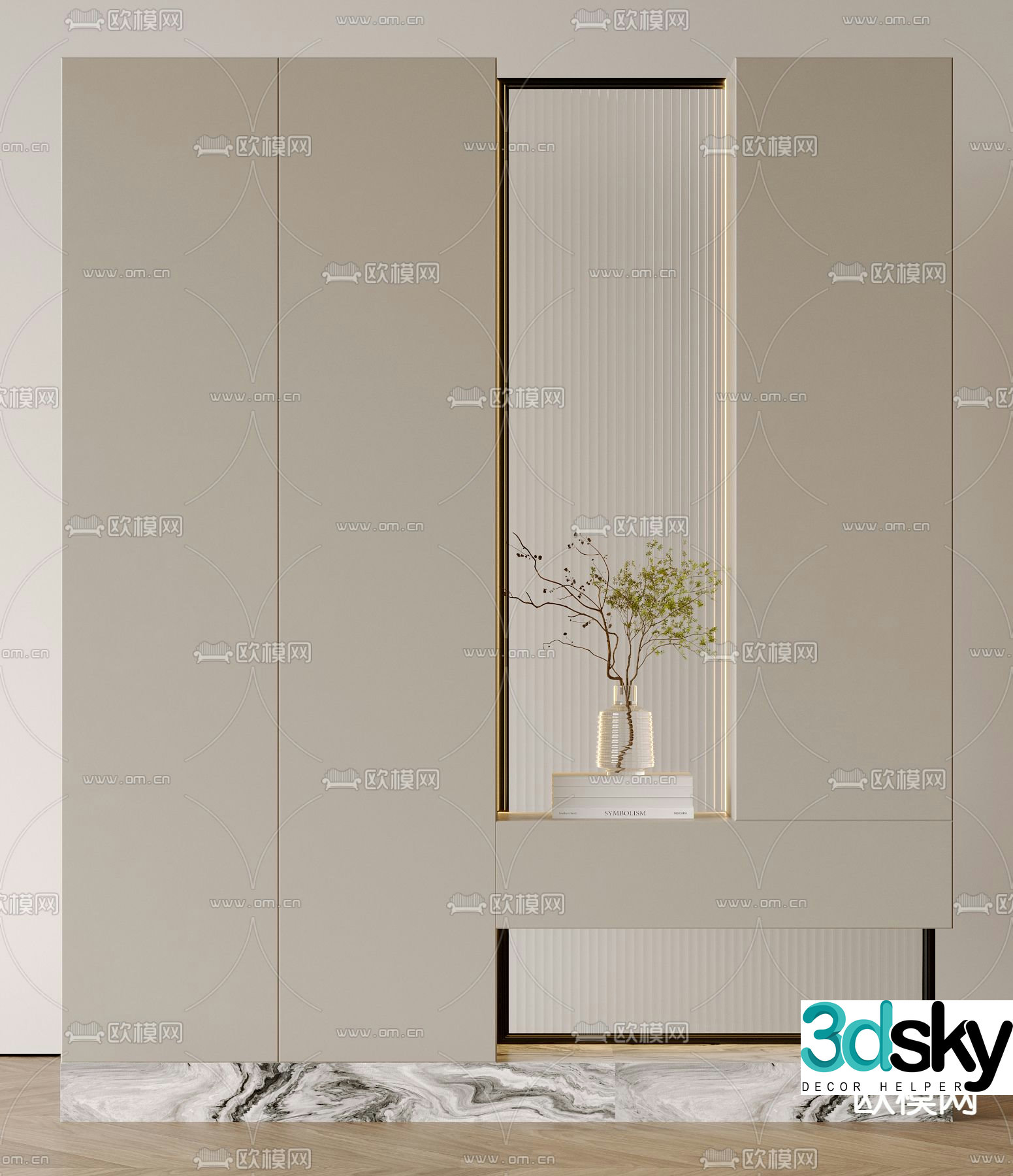 Door entry shoe cabinet 3D model