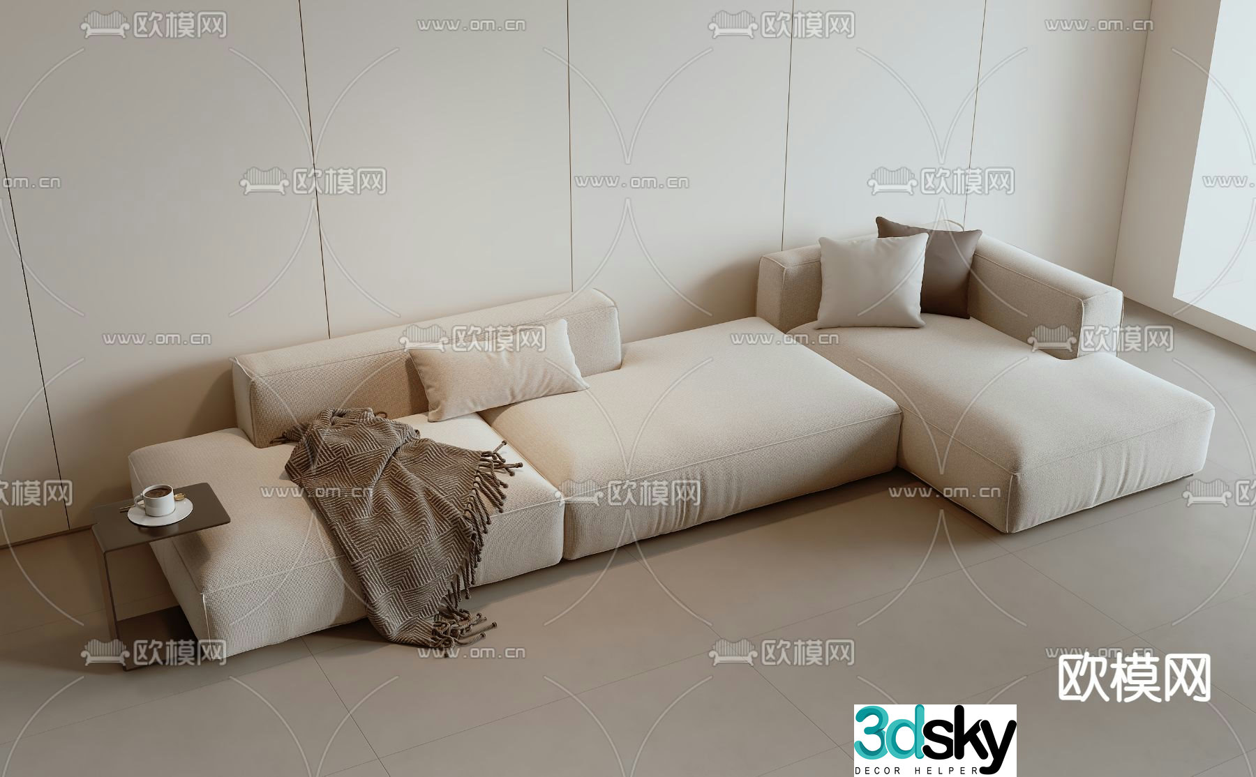 Multi-person sofa corner sofa 3d model