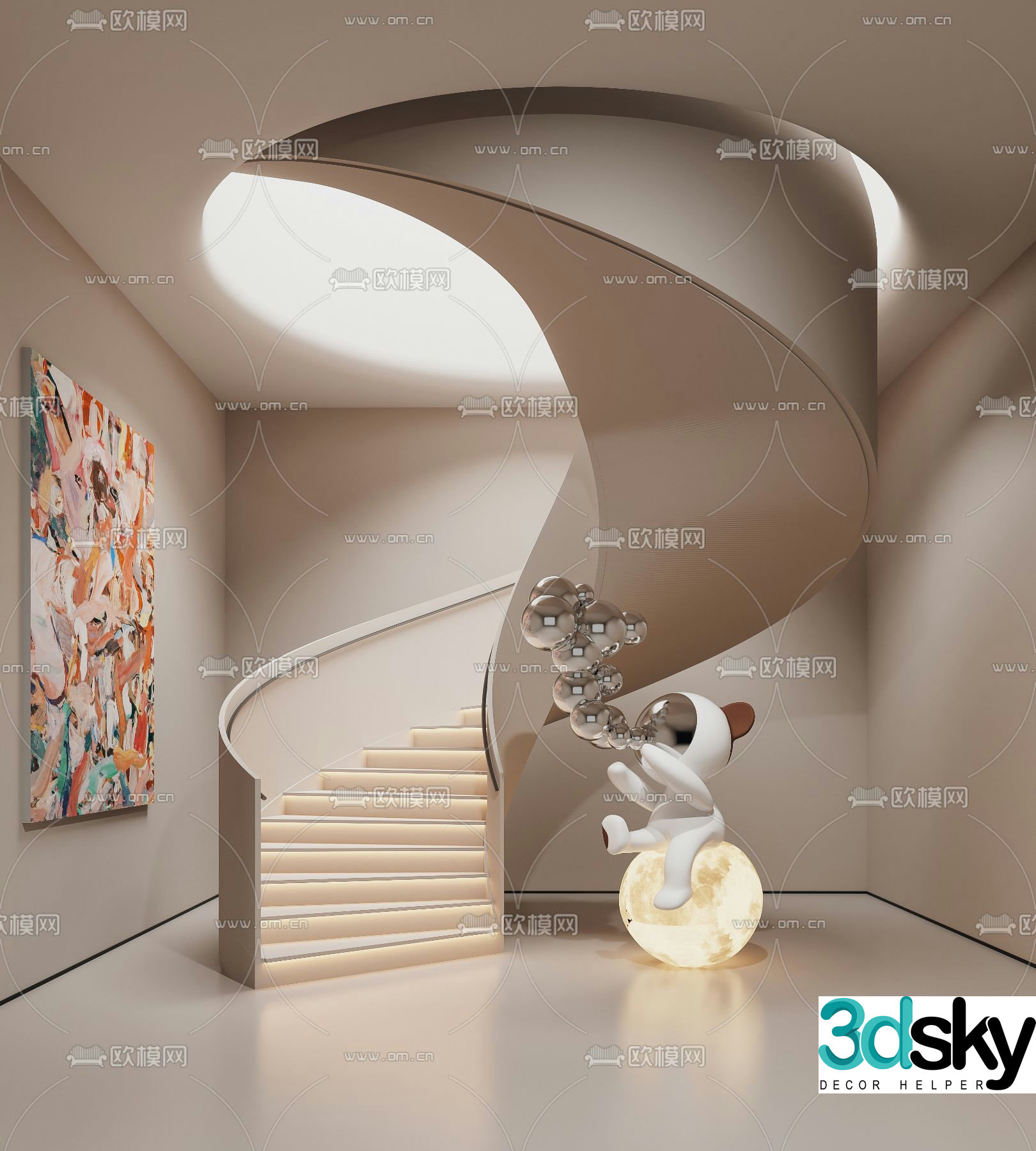 Modern spiral staircase 3d model