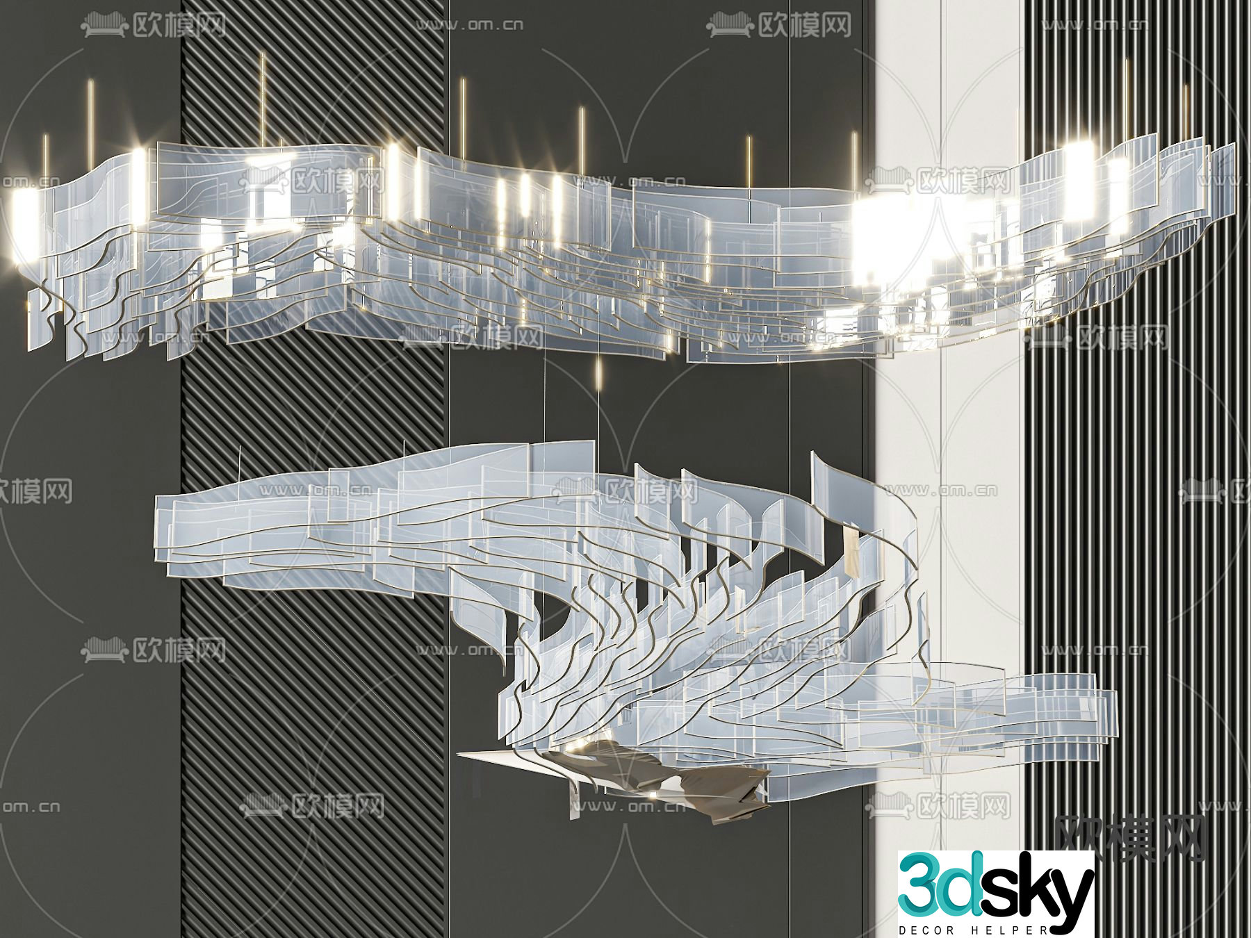 Crystal lamp hotel chandelier lobby chandelier 3d model
