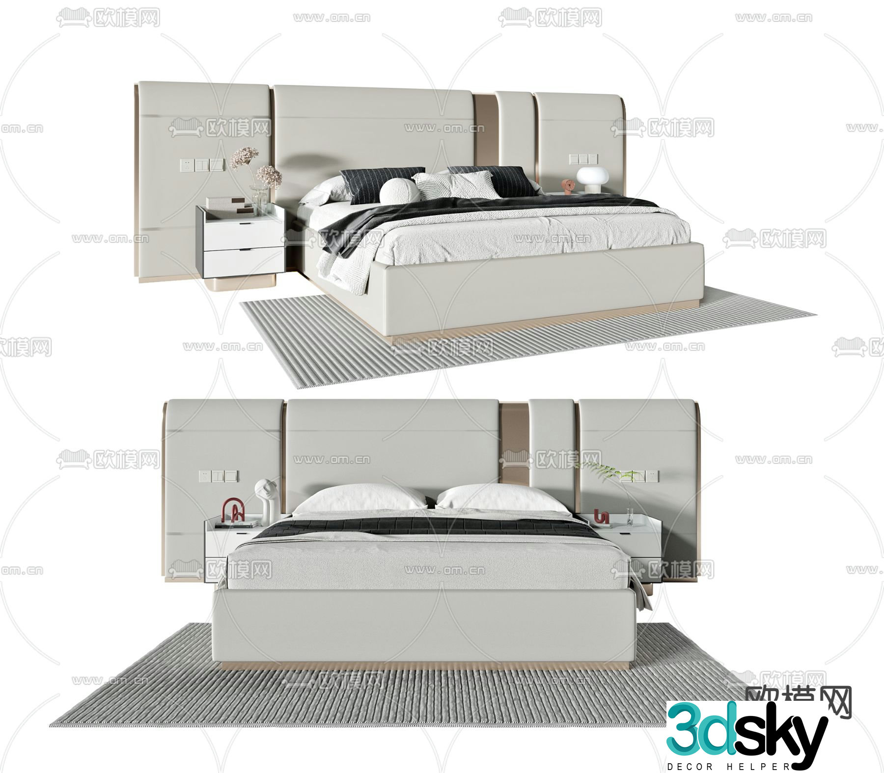 Modern double bed 3d model