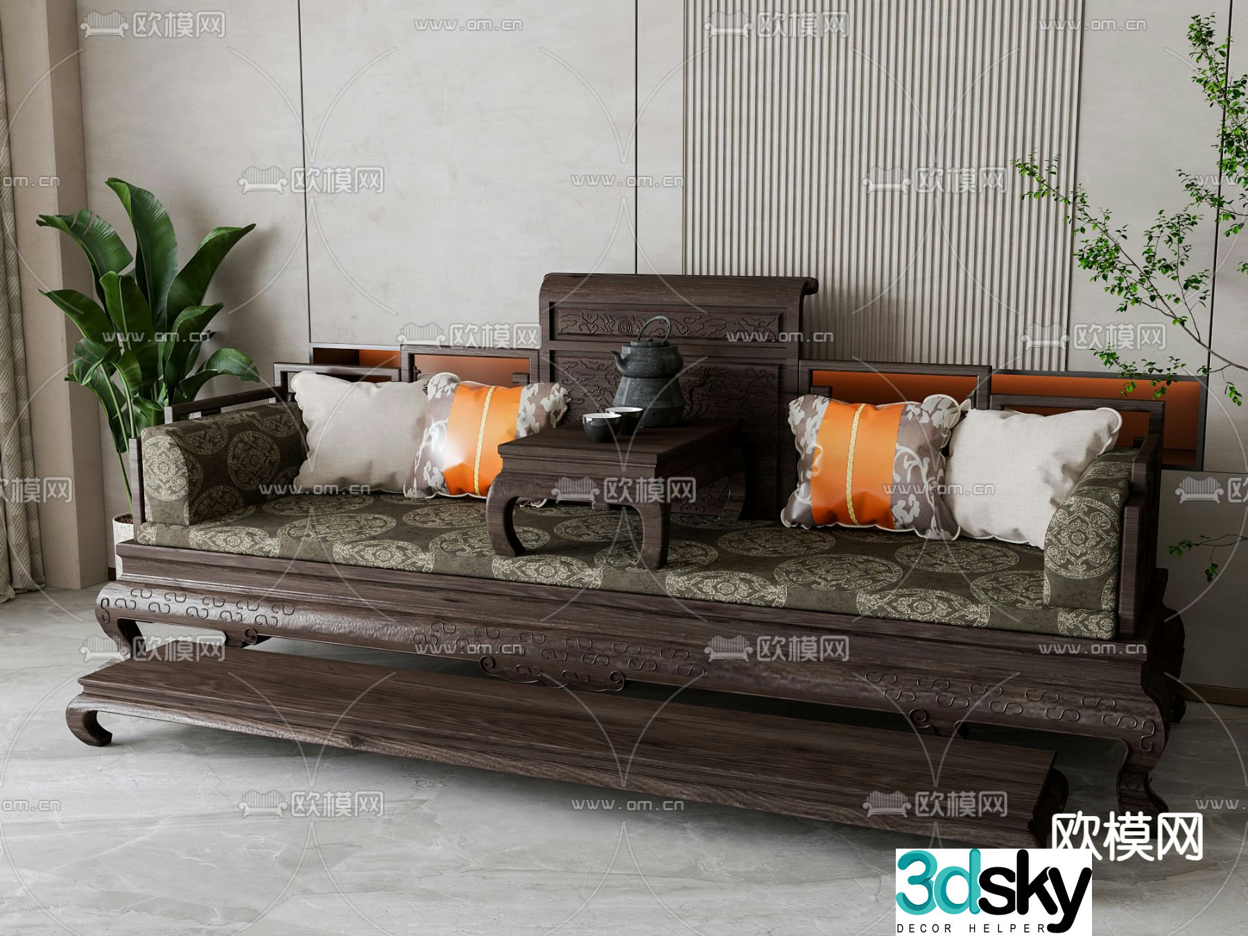 New Chinese style Arhat bed 3D model
