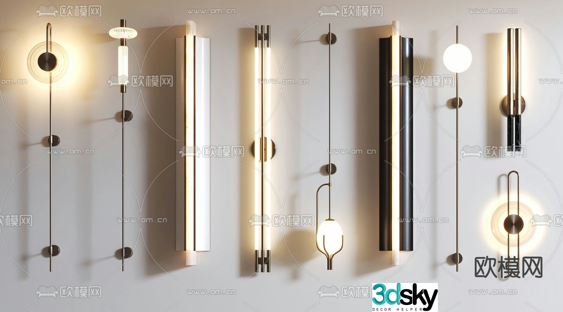 Light luxury wall lamp long wall lamp 3d model