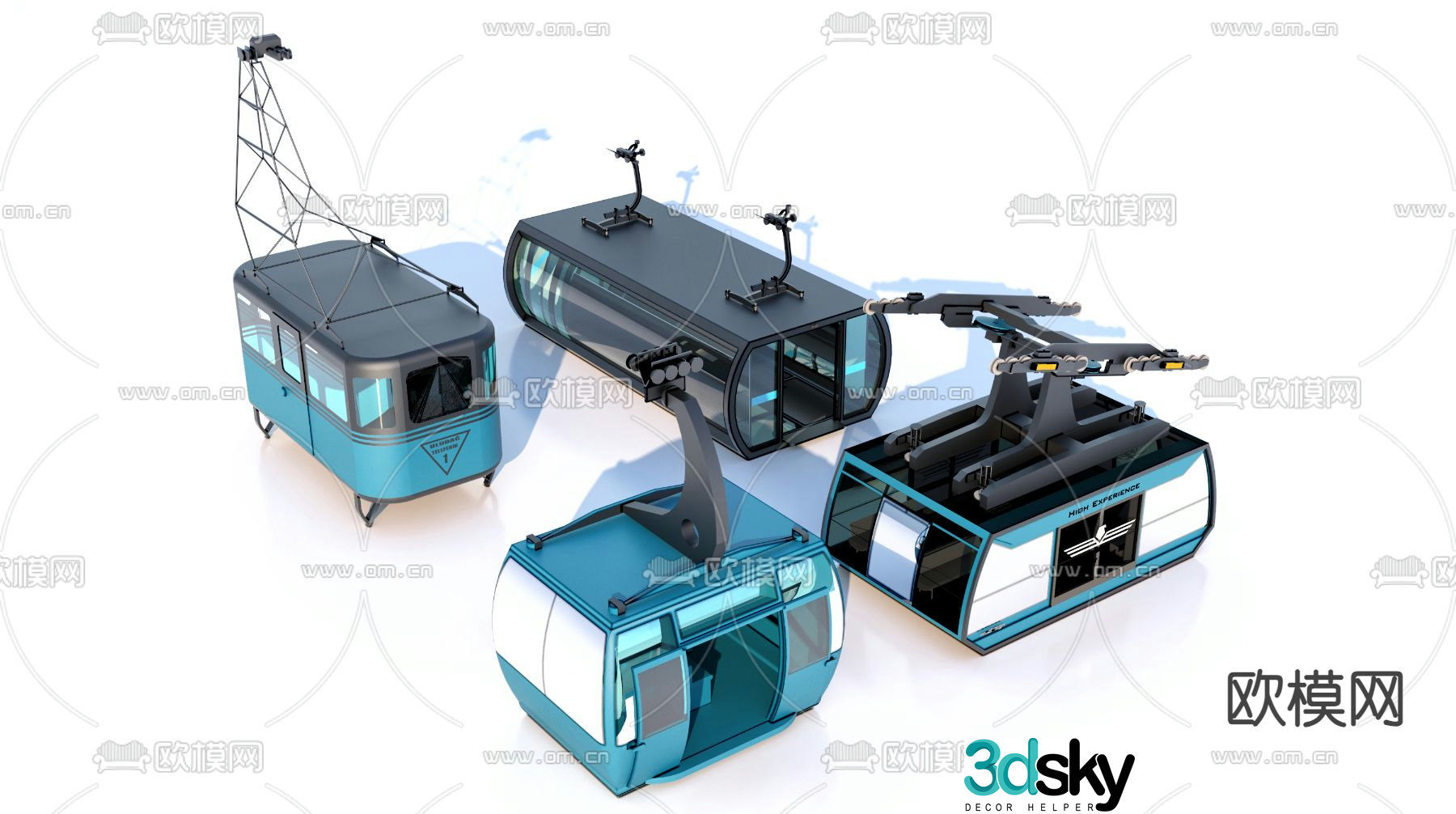 Modern sightseeing cable car 3d model