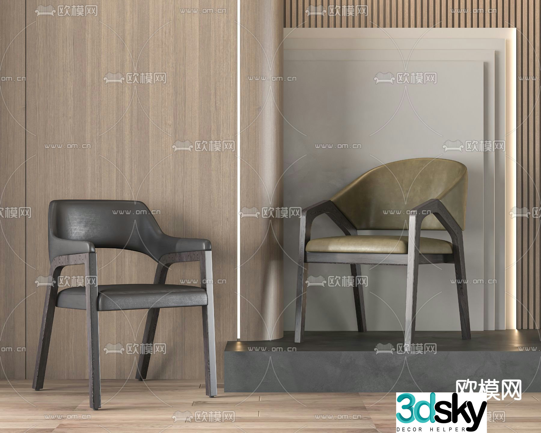 leather chair dining chair 3d model