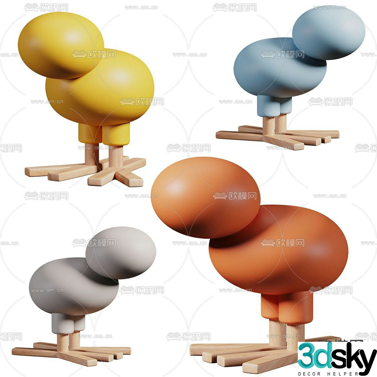 Children’s chair creative bird stool 3d model