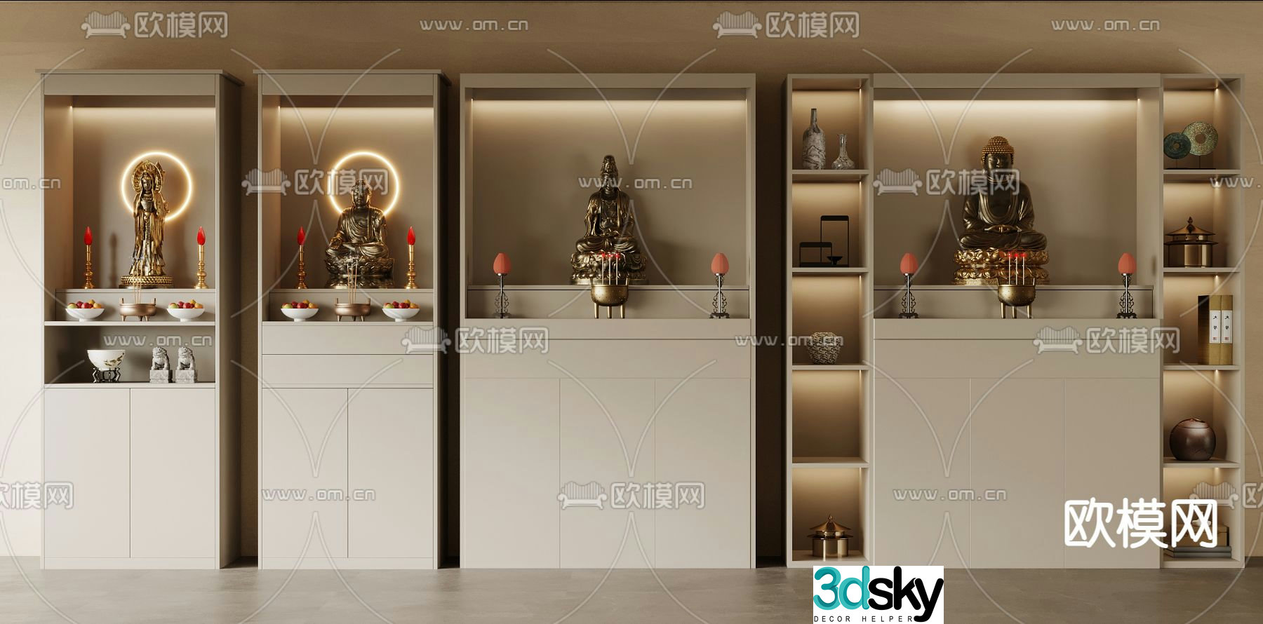 Modern Buddhist niche cabinet 3d model