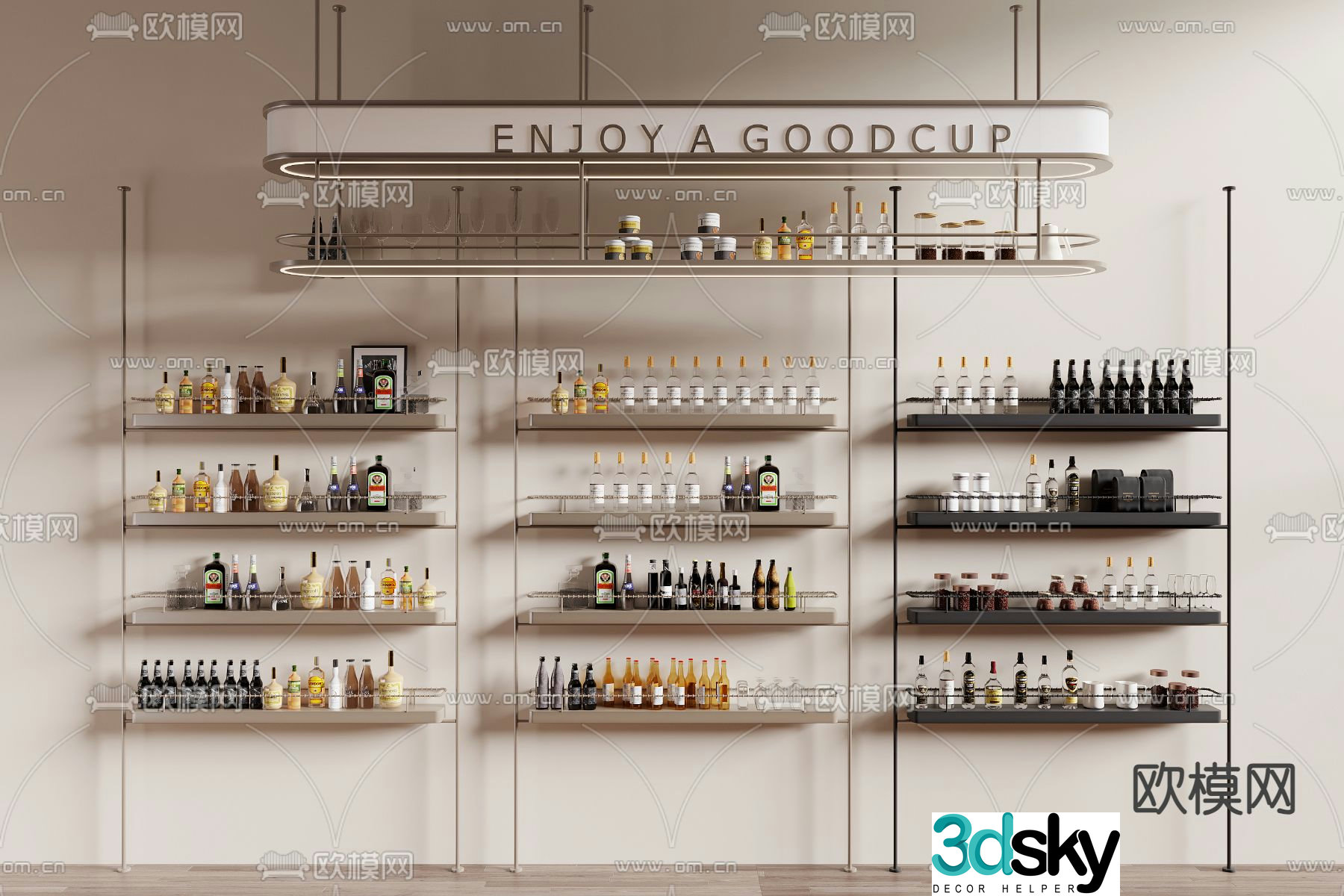 Steel Wire Wine Rack 3D Model