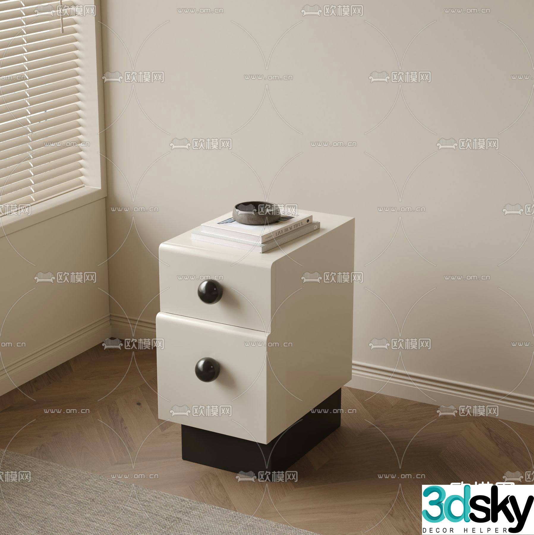 Cream style bedside table 3d model