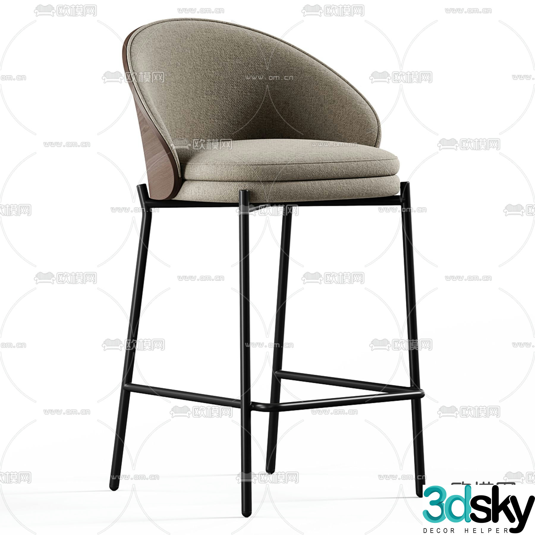 Kave Home Modern Bar Stool High Chair 3d model