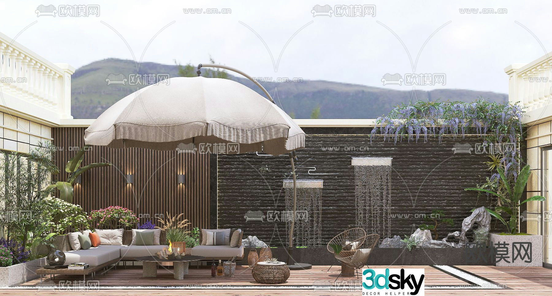 Villa courtyard garden 3d model