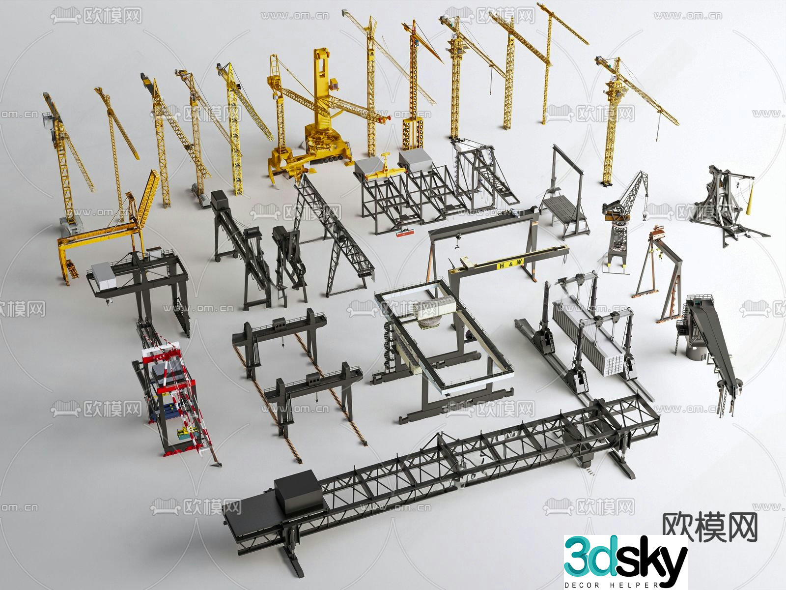 Modern tower crane crane industrial equipment 3d model