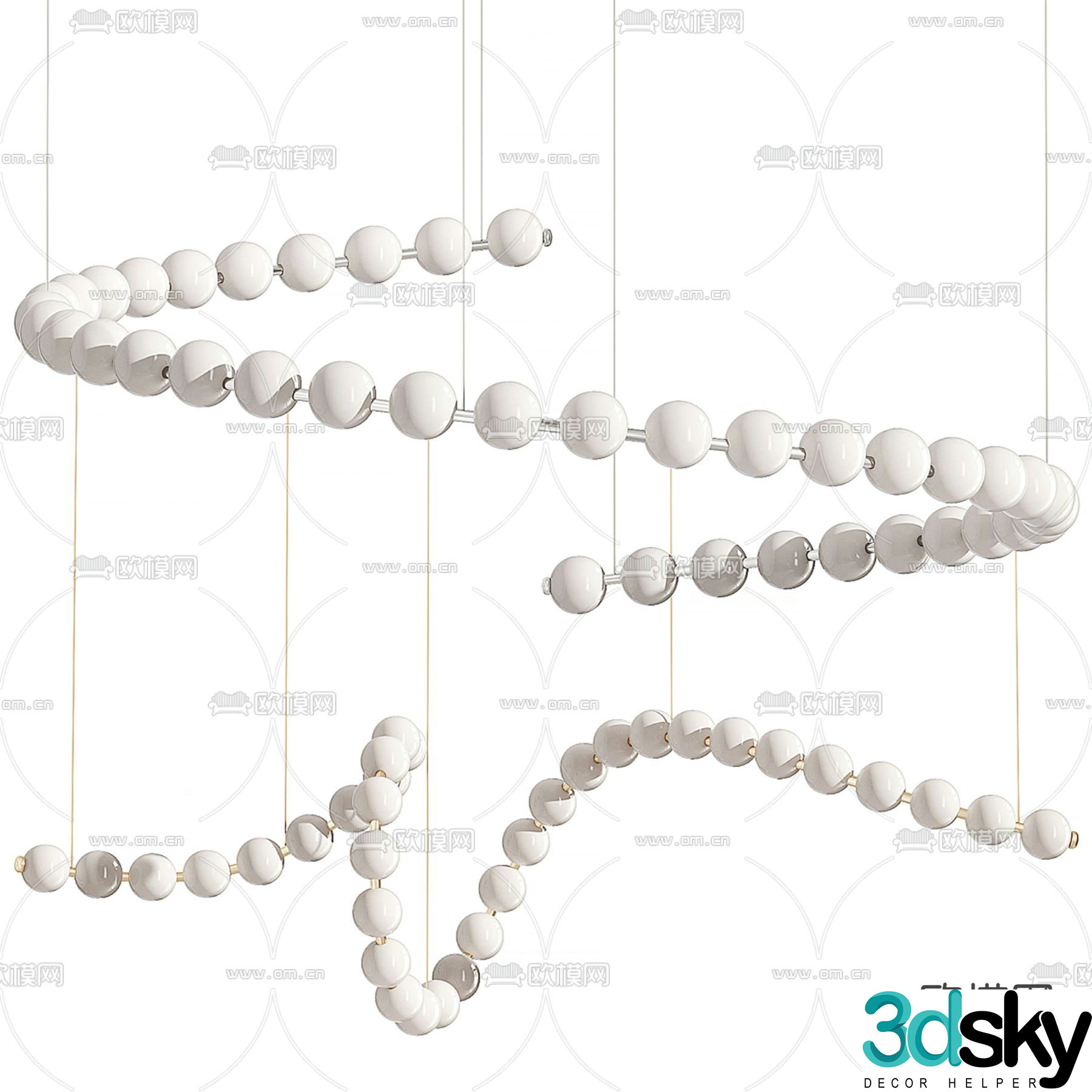 Alora beaded chandelier lobby light 3d model