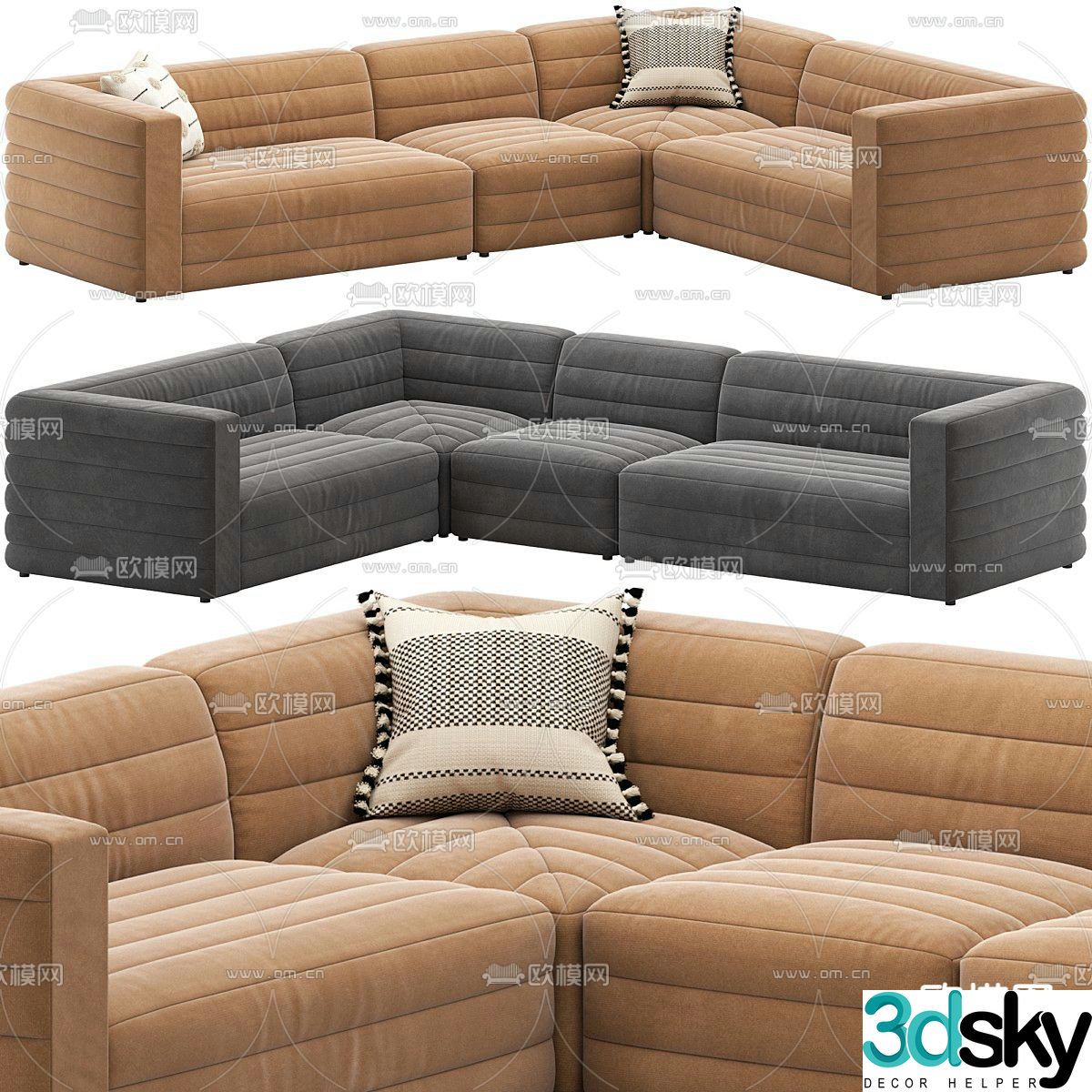 CB2 Strato corner sofa multi-person sofa 3d model