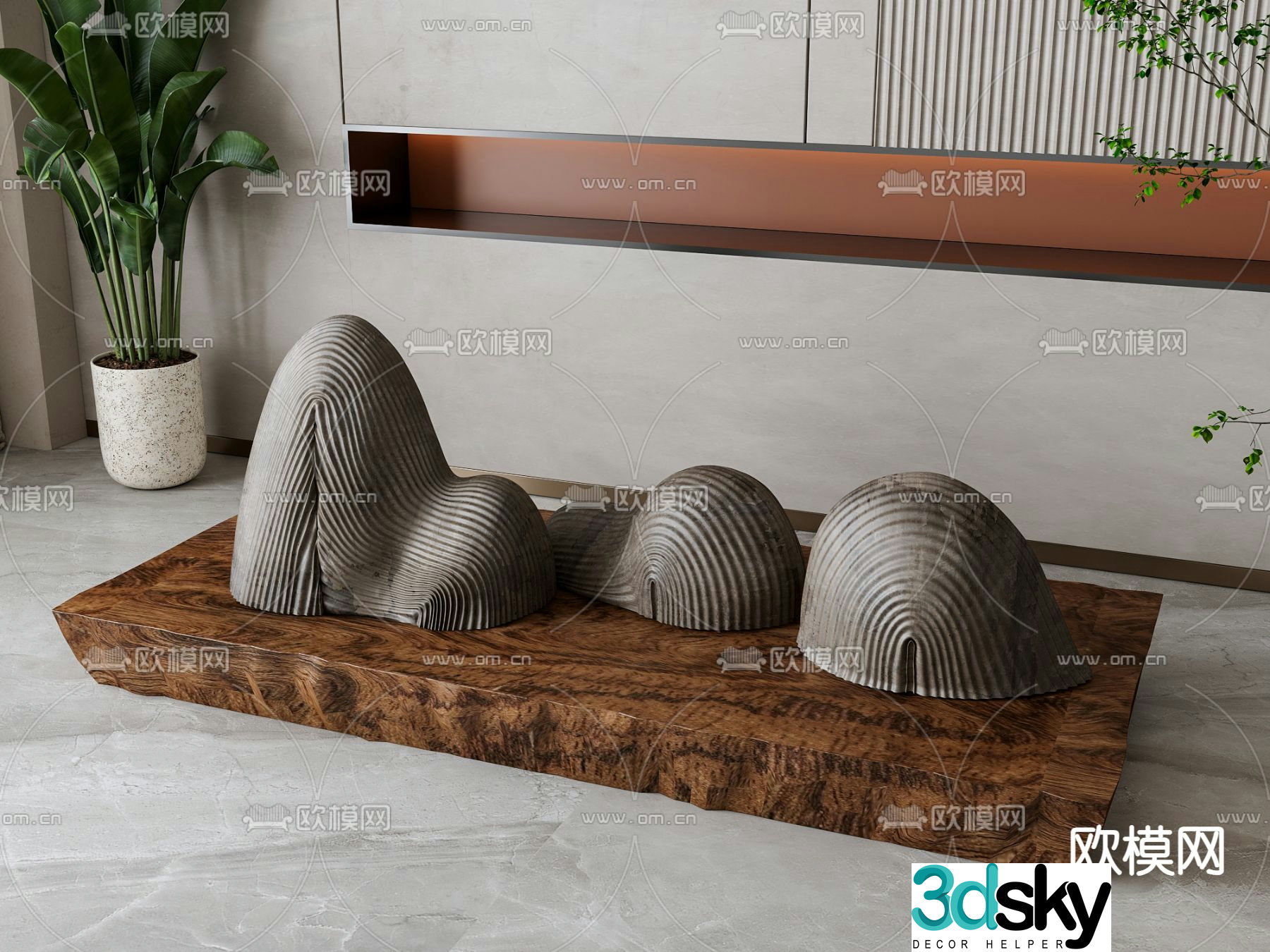 New Chinese style stone rockery ornaments 3D model