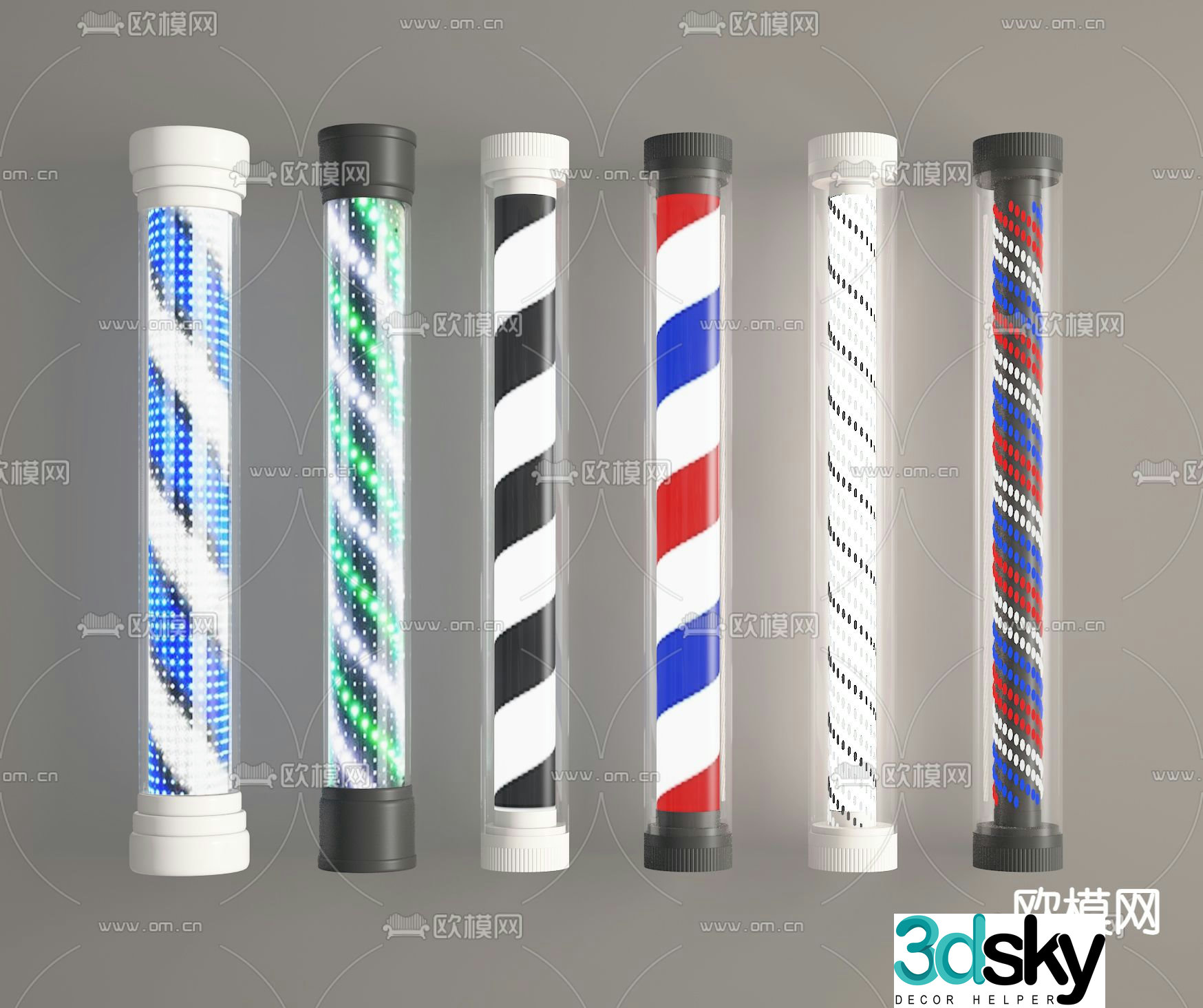 barber lamp rotating lamp hair salon lamp 3d model