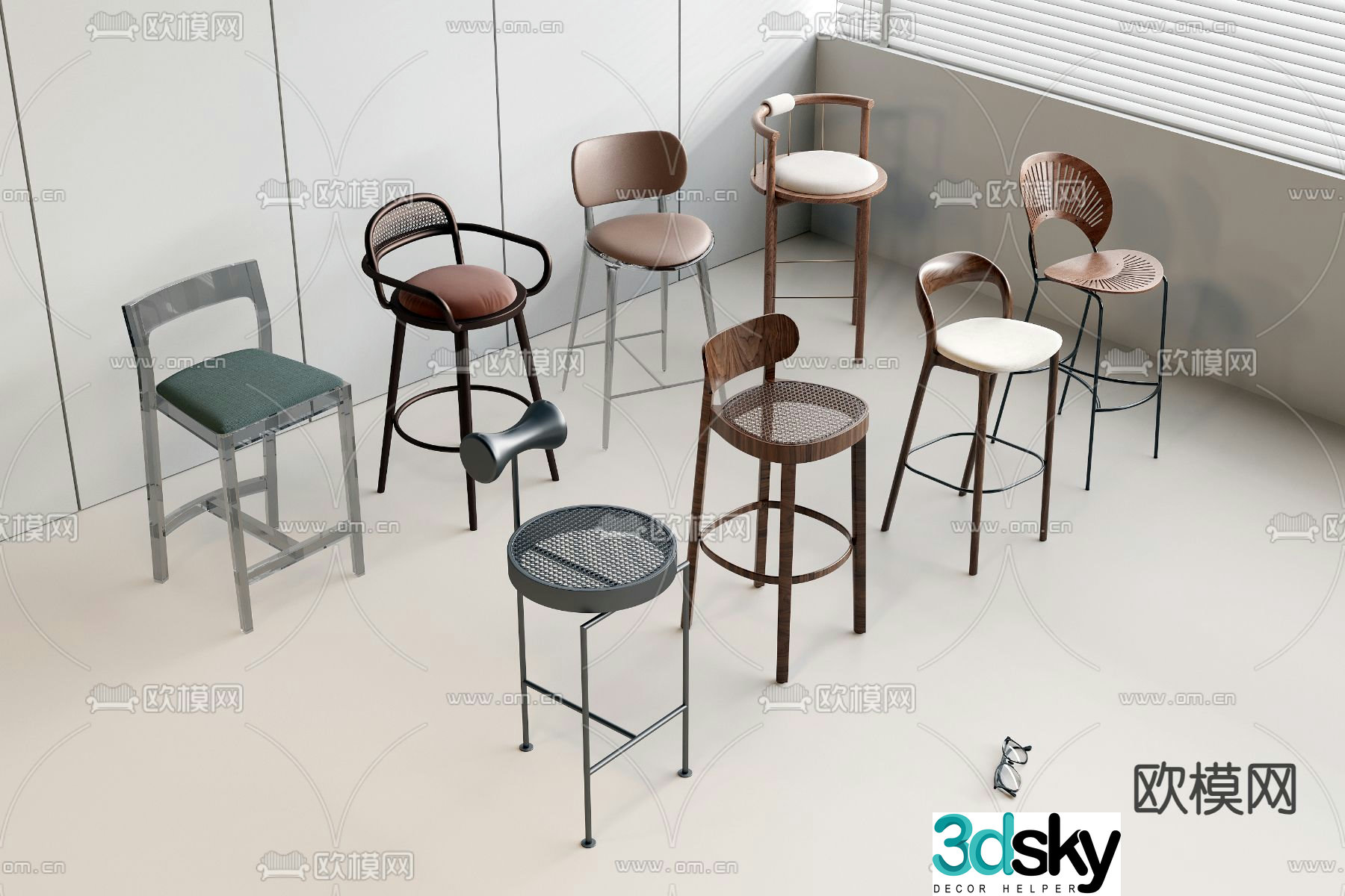 Modern bar stool 3d model