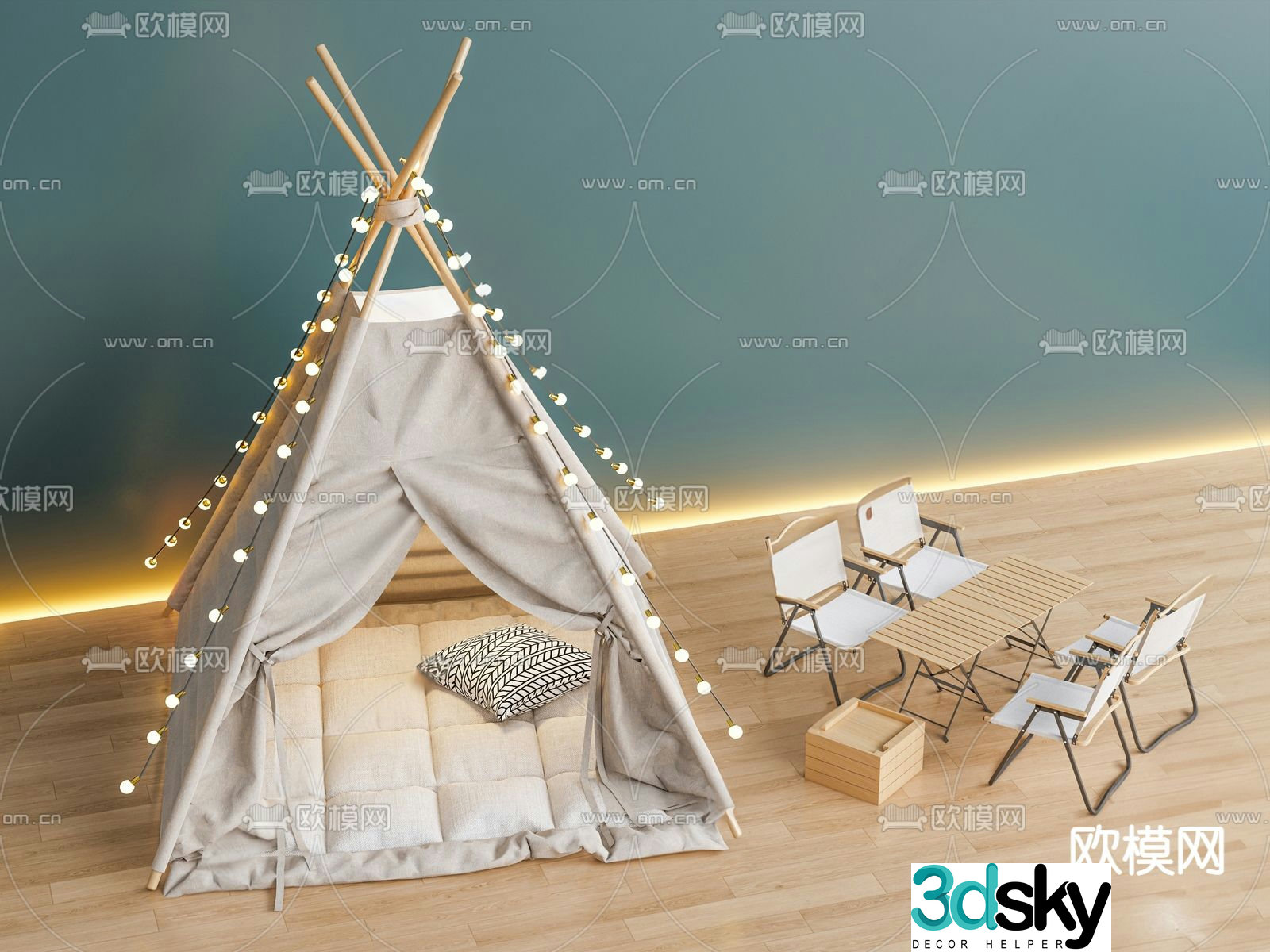 Modern children’s tent camping sketch 3d model