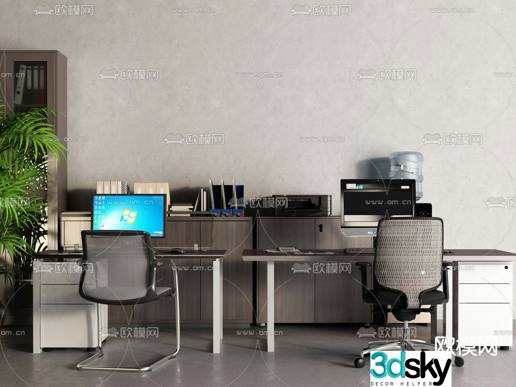 Modern office desk 3d model