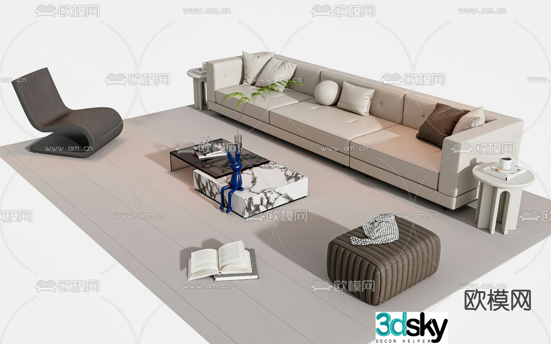 Modern sofa coffee table 3d model