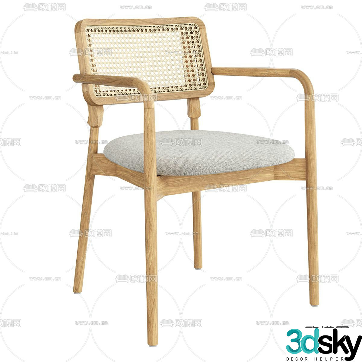 rattan chair dining chair 3d model