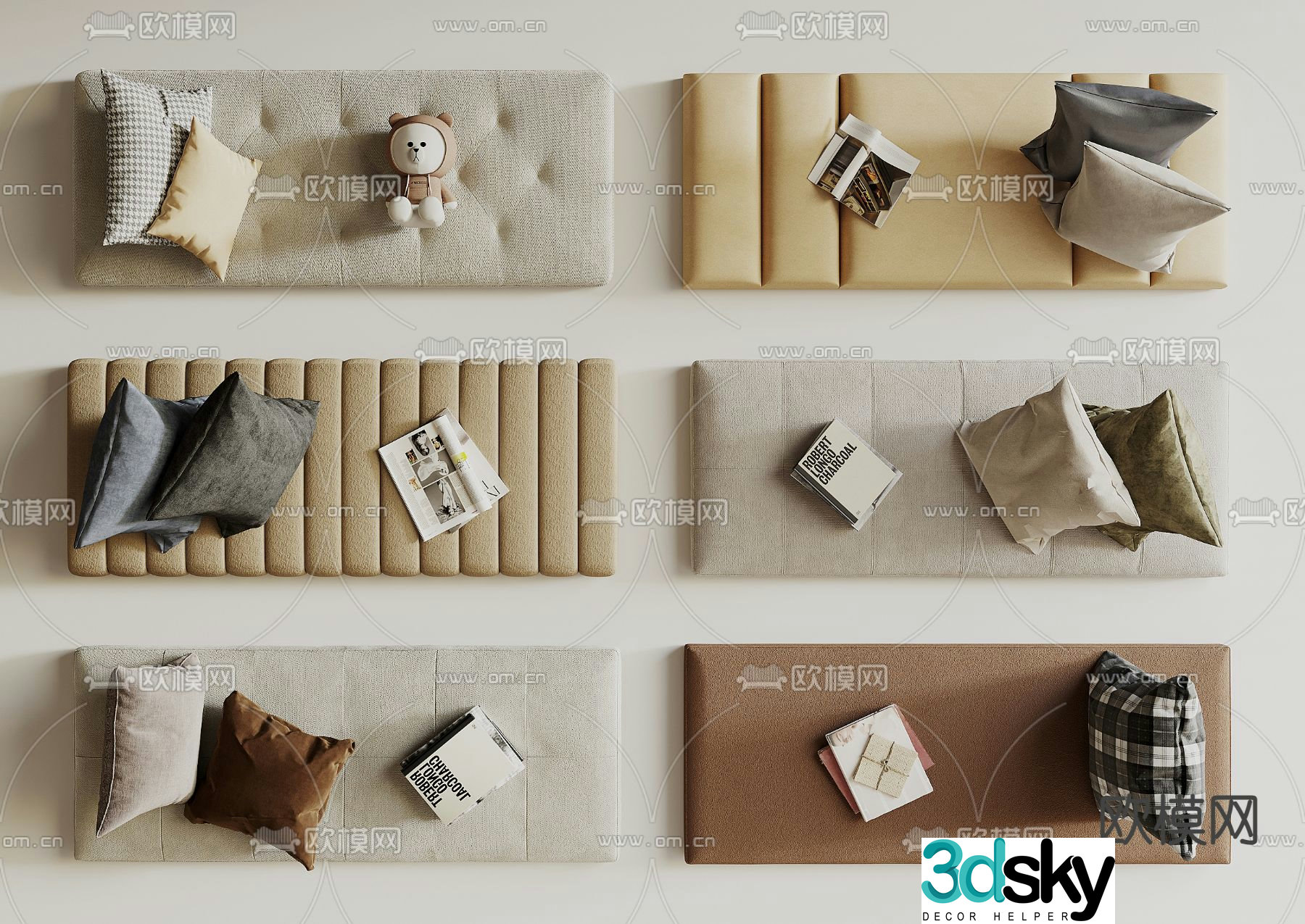 Mattress cushion bay window cushion 3d model