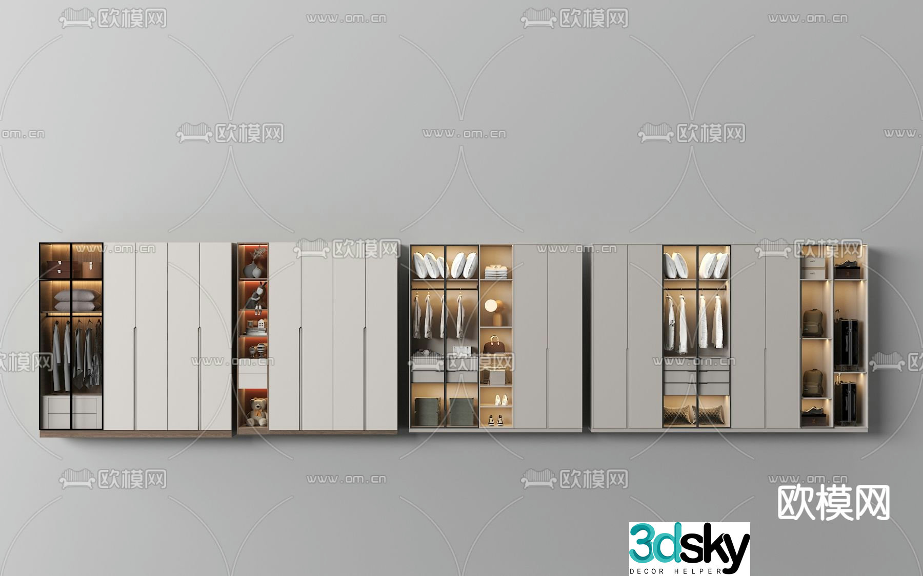 Light luxury windbreaker glass wardrobe 3d model