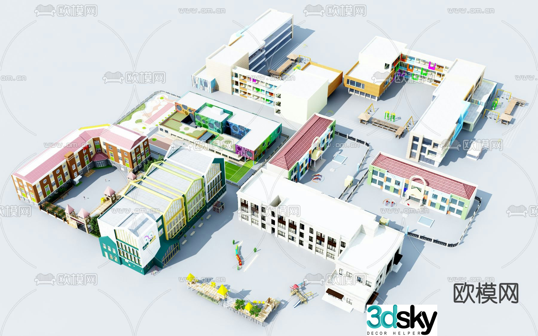 School building teaching building 3d model